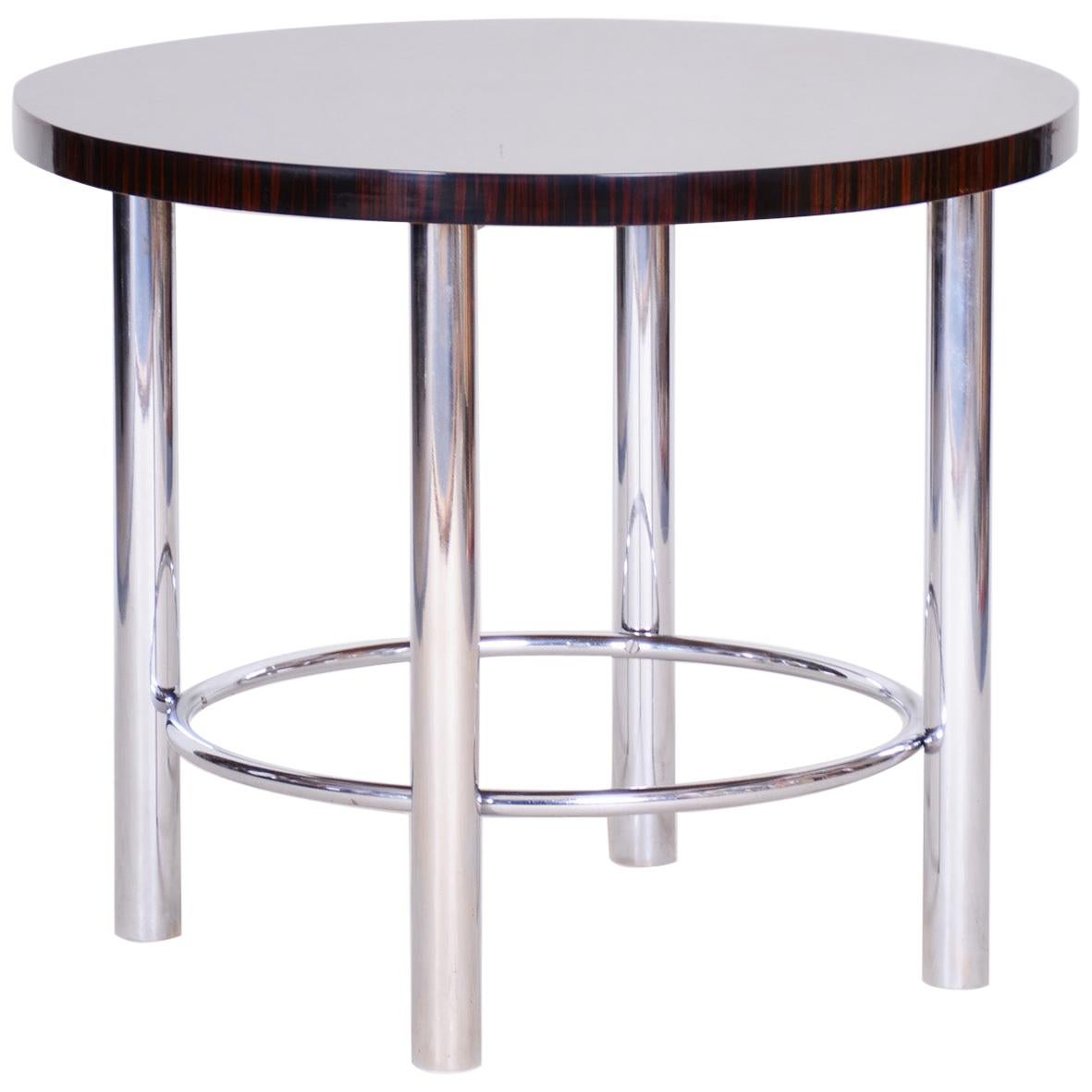 Tavolo Macassar Bauhaus rotondo restaurato del XX secolo, Mücke & Melder, anni '30