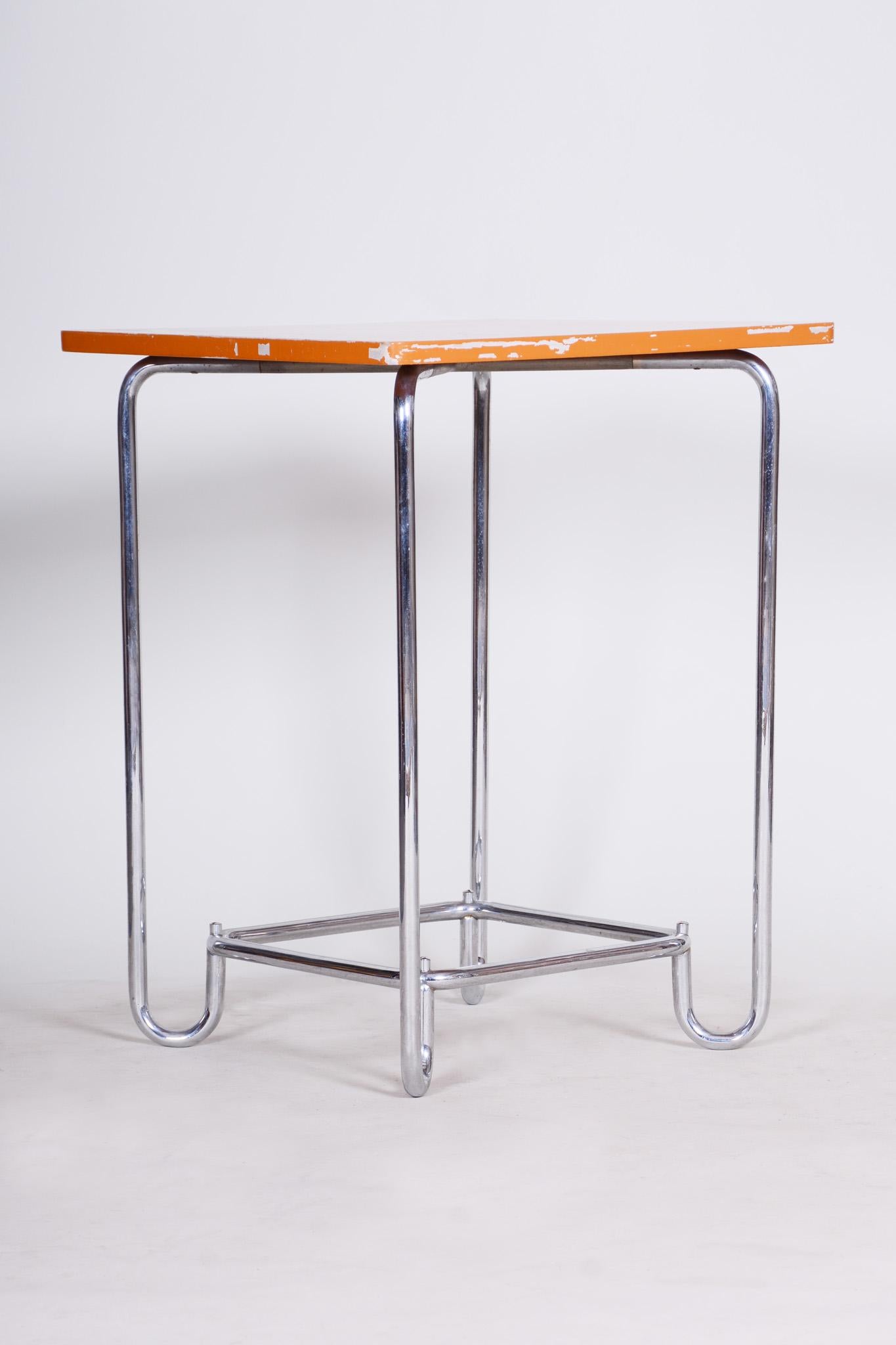 20th Century Restored Chrome Small Plywood Bauhaus Table, Hynek Gottwald, 1930s 1