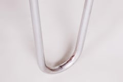 20th Century Restored Rounded Macassar Bauhaus Table, Chrome-Plated Steel, 1930s