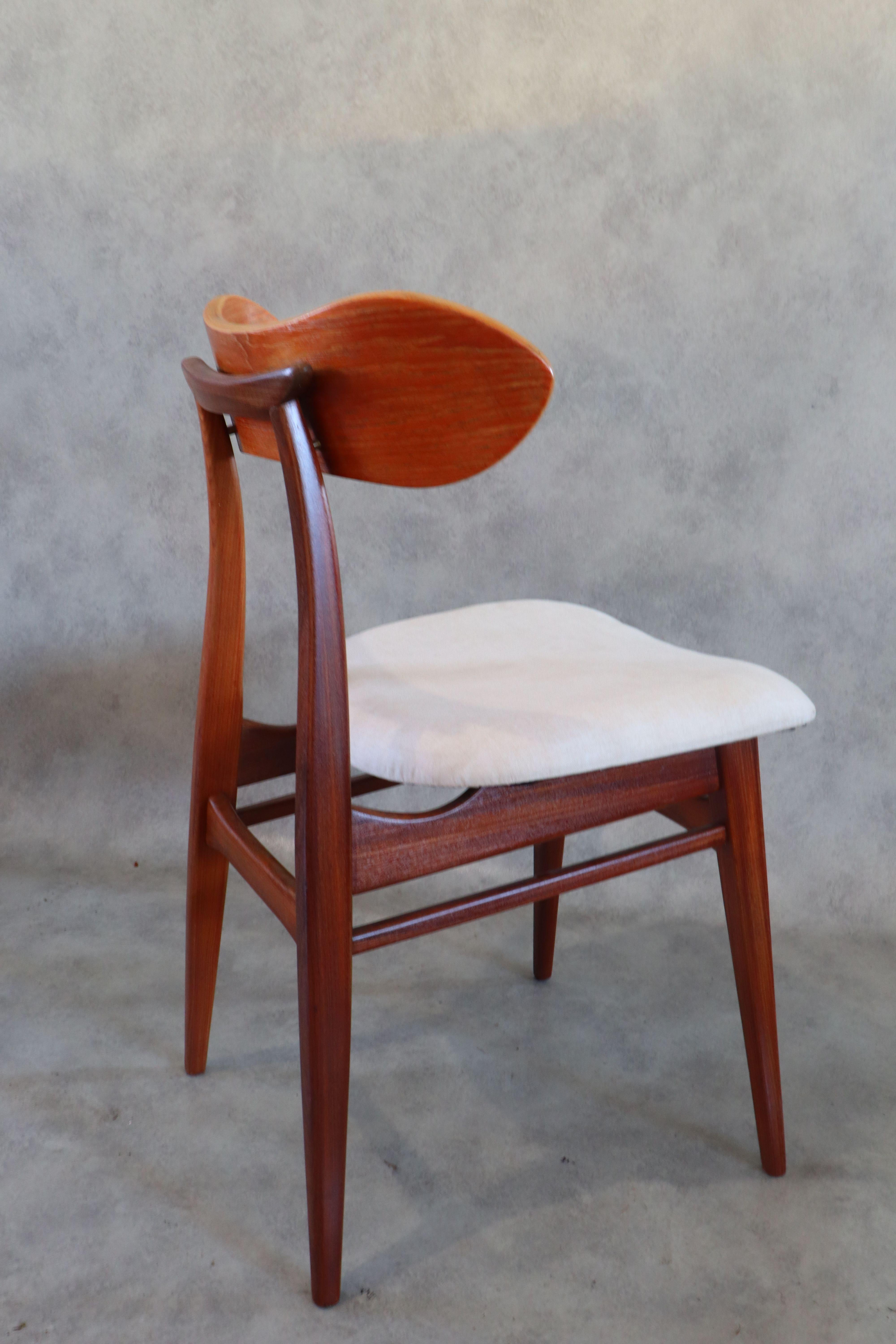20th Century Reupholstered Teak Dining Chairs by Louis Van Teeffelen for Webe 5