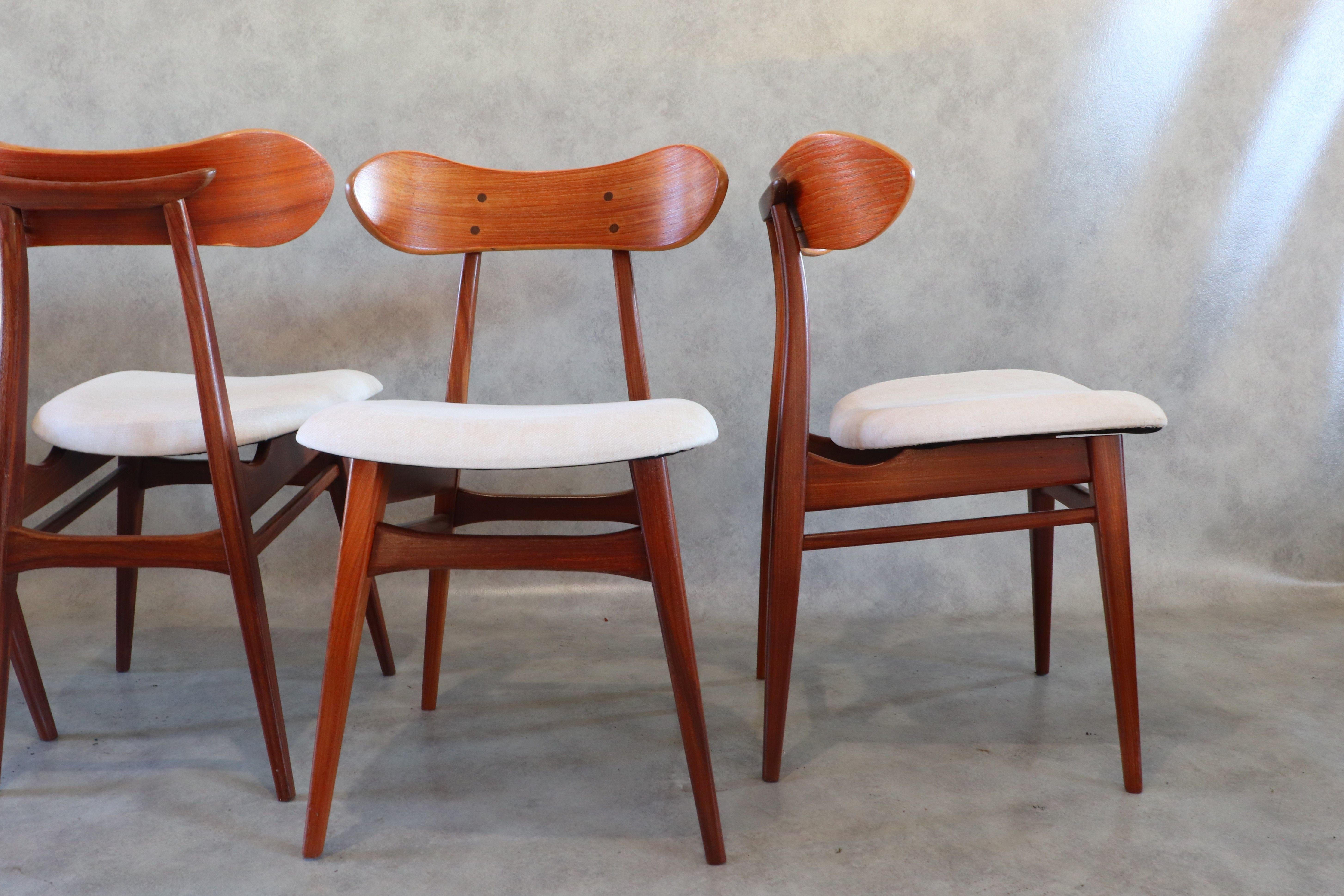 Dutch 20th Century Reupholstered Teak Dining Chairs by Louis Van Teeffelen for Webe