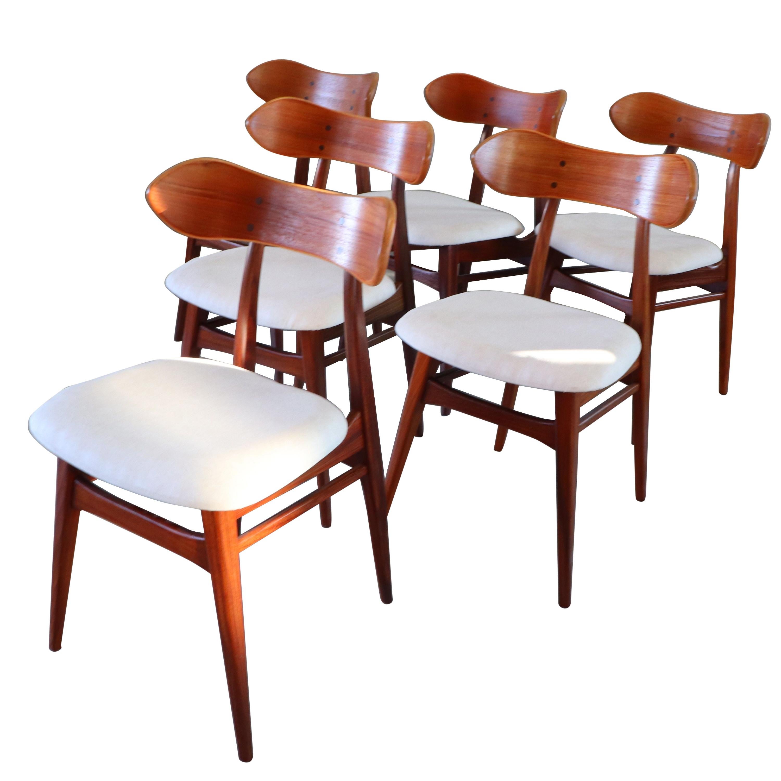 20th Century Reupholstered Teak Dining Chairs by Louis Van Teeffelen for Webe