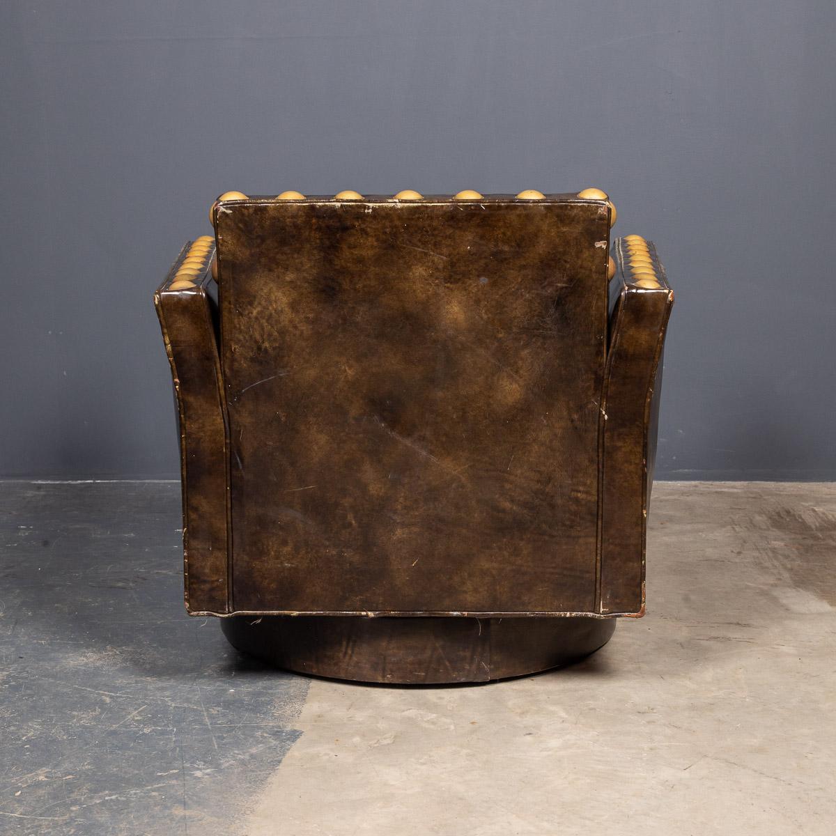 20th Century Revolving Leather Club Chair, Siebe Baker, c.1960 1