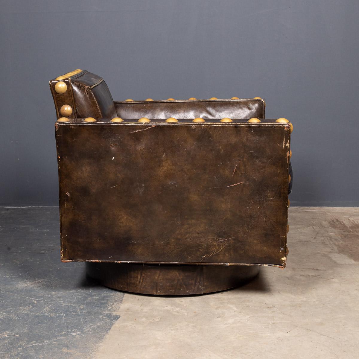 20th Century Revolving Leather Club Chair, Siebe Baker, c.1960 2