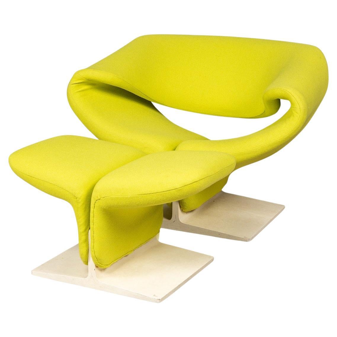 Bänderstuhl und Fußstall aus dem 20. Jahrhundert von Pierre Paulin für Artifort, Frankreich im Angebot