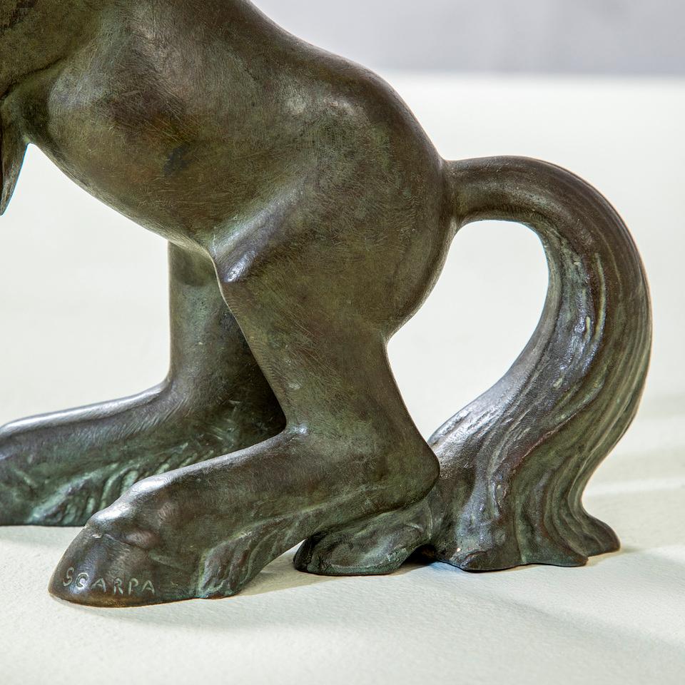 Mid-20th Century 20e siècle, Lampe de table en bronze Riccardo Scarpa, années 1950 en vente