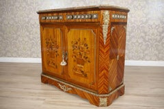 20th-Century Richly Inlaid Two-Leaf Cabinet With Marble Top