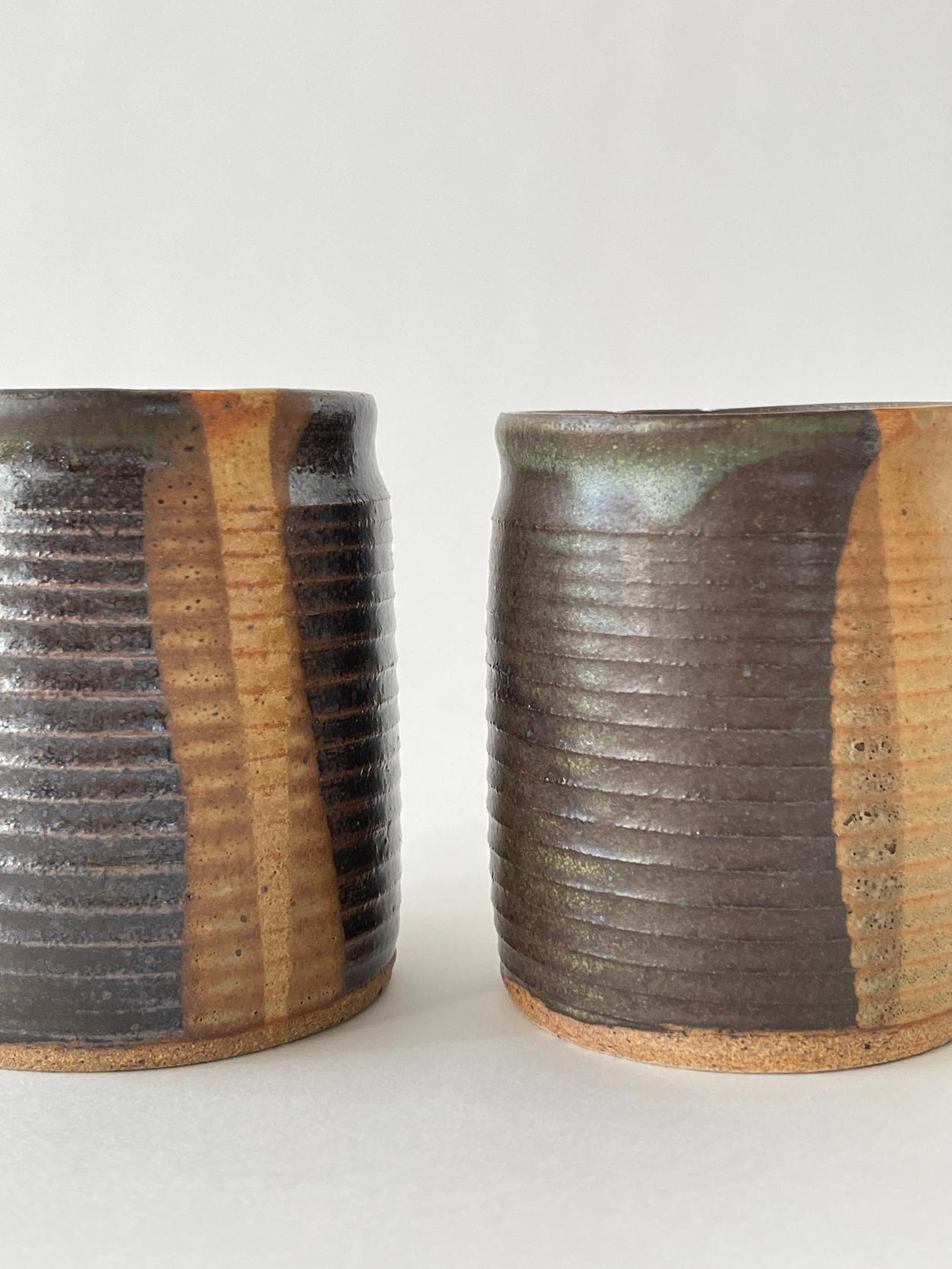 20th Century Ridged Ceramic Cup Set For Sale 4