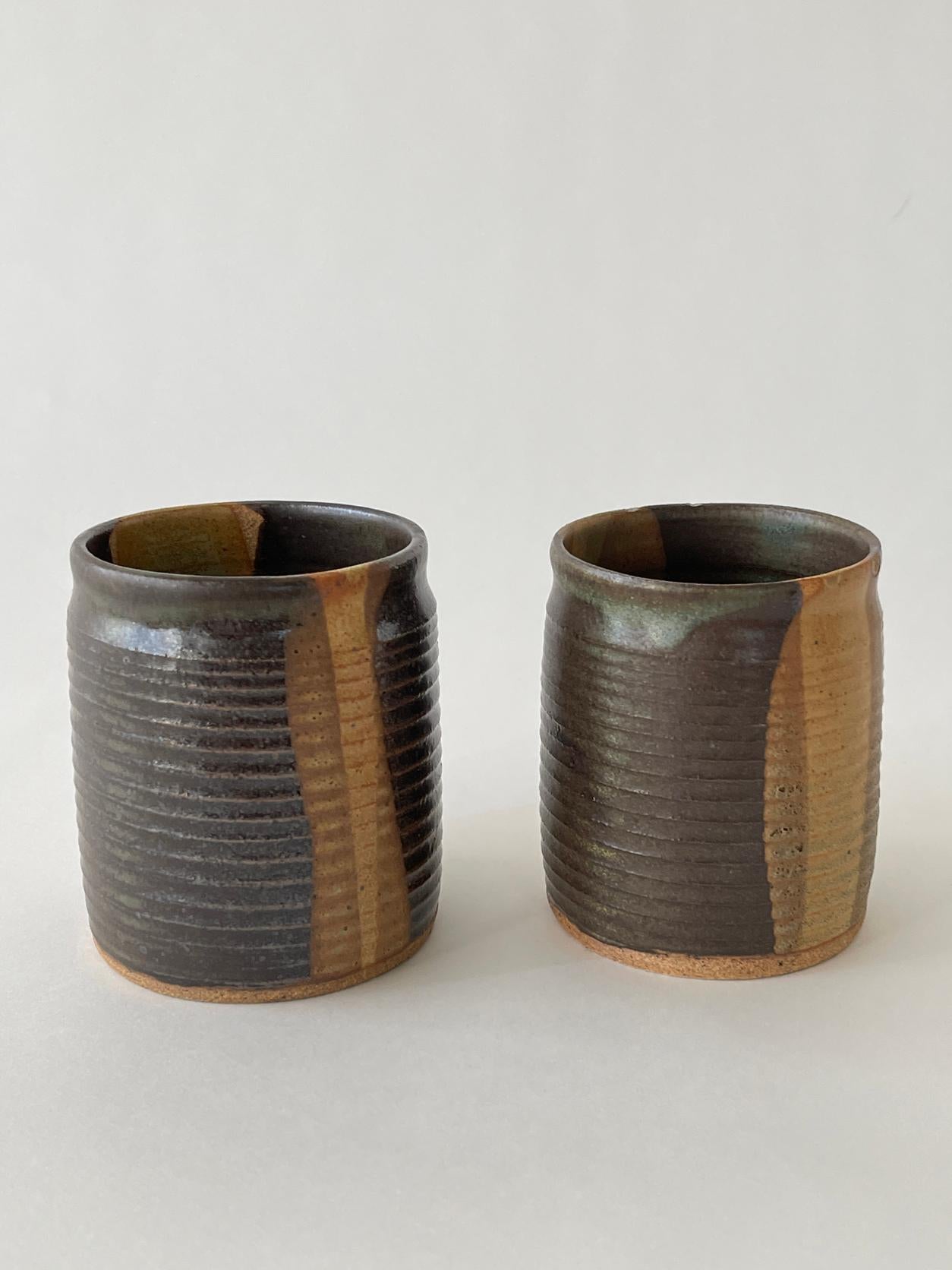 20th Century Ridged Ceramic Cup Set For Sale 1