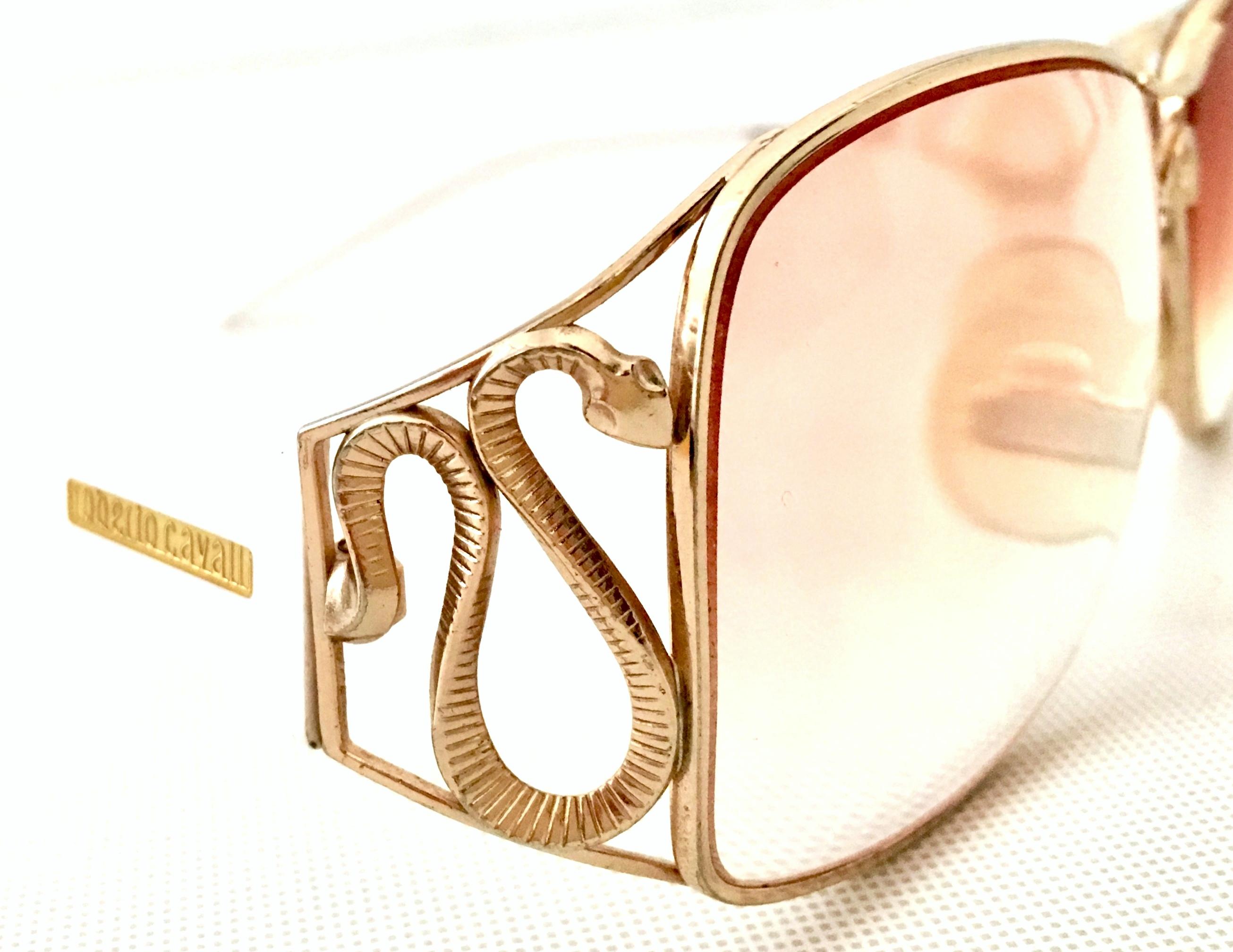 20th Century Roberto Cavalli White & 22K Gold Plate Logo Snake Eye Glasses 4