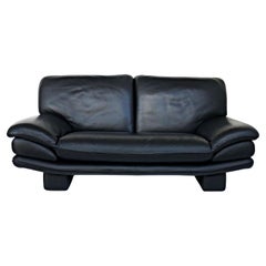 20th Century Roche Bobois Black Leather Loveseats, Two Available Per Item