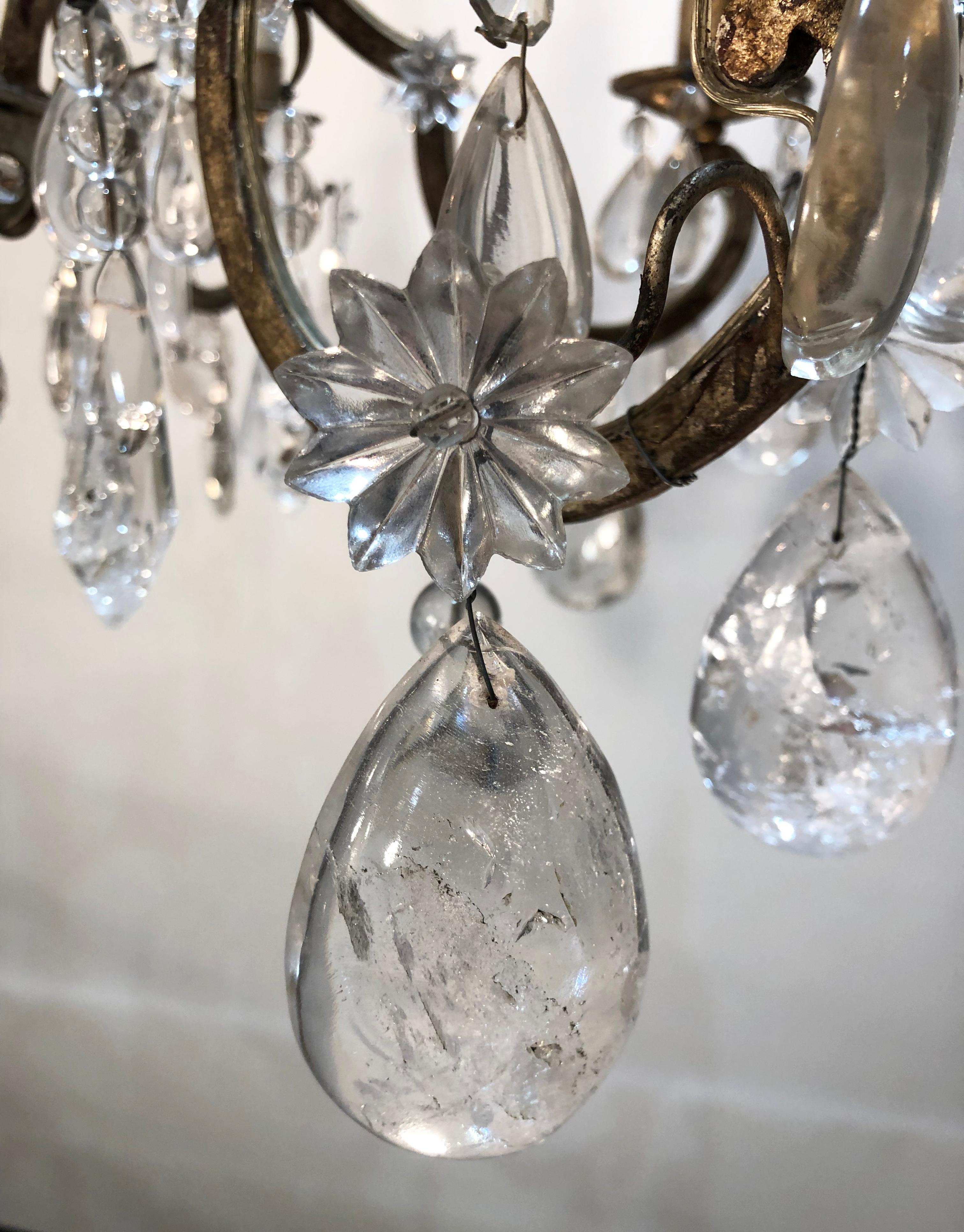 20th Century Rock Crystal and Silver Leaf Italian Chandelier 3