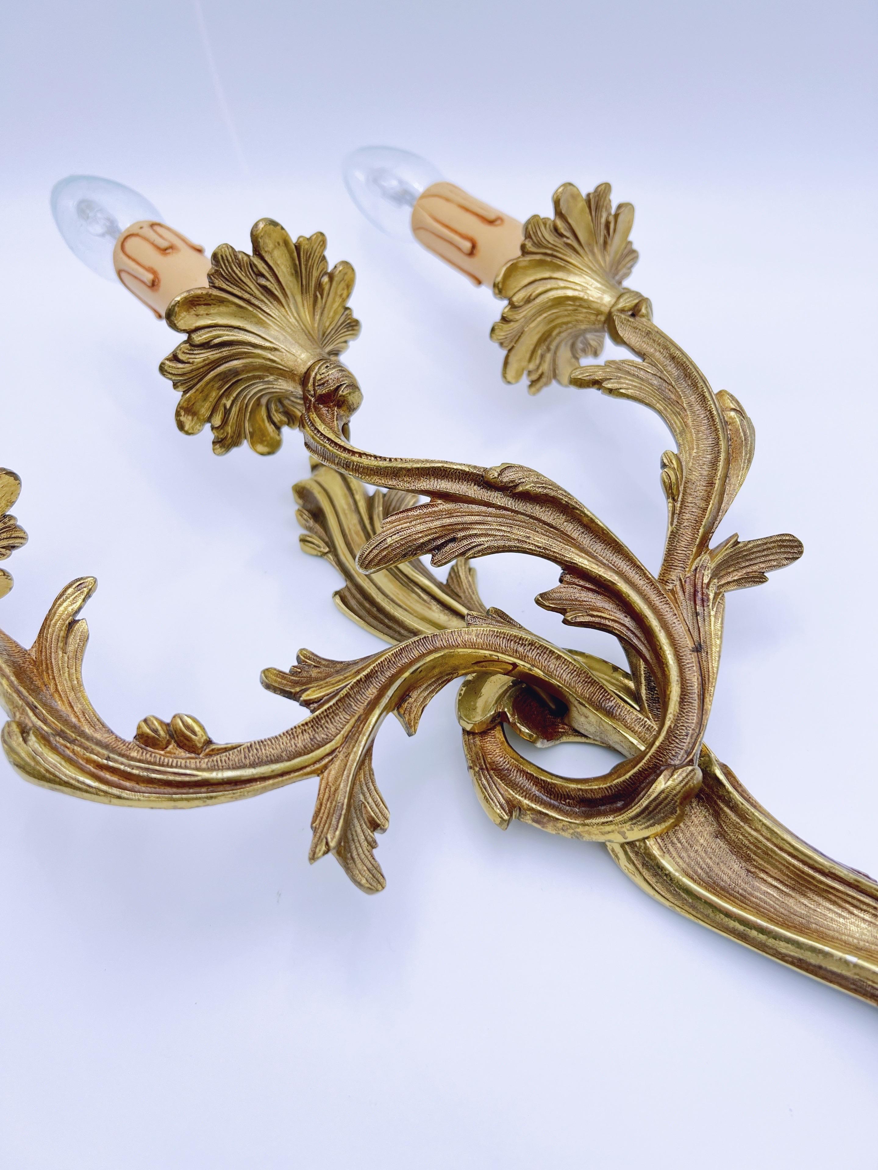 Lámpara de Pared / Aplique de Bronce Estilo Luis XV Francés / Rococo del Siglo XX en Bueno estado para la venta en Skien, NO