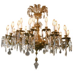 20th Century Rococo Revival Large Gilt Bronze Ceiling Ballroom Chandelier