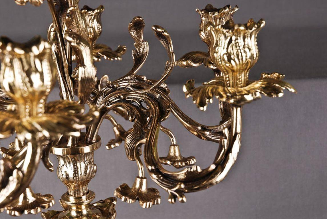 Engraved 20th Century Rococo Style Curved-Arms Candelabra For Sale