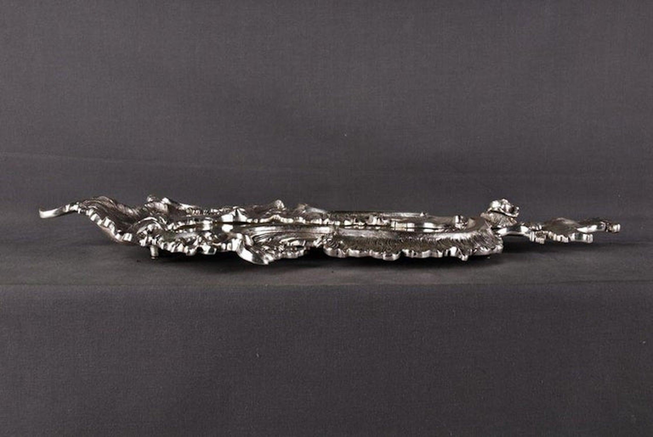 20. Jahrhundert, Silber-vergoldeter Wandspiegel im Rokoko-Stil im Angebot 4