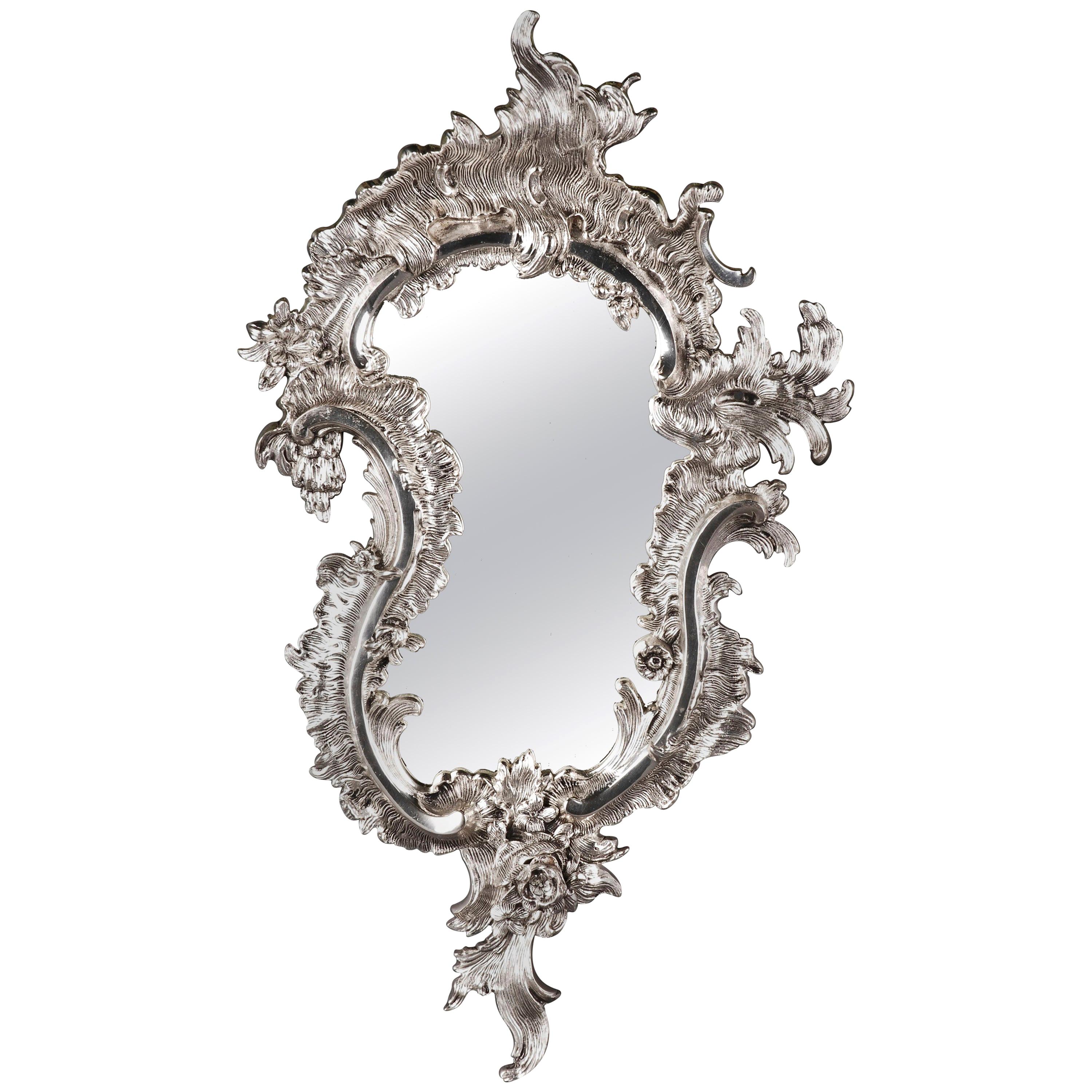 20th Century, Rococo Style Silver-Gilded Wall Mirror For Sale