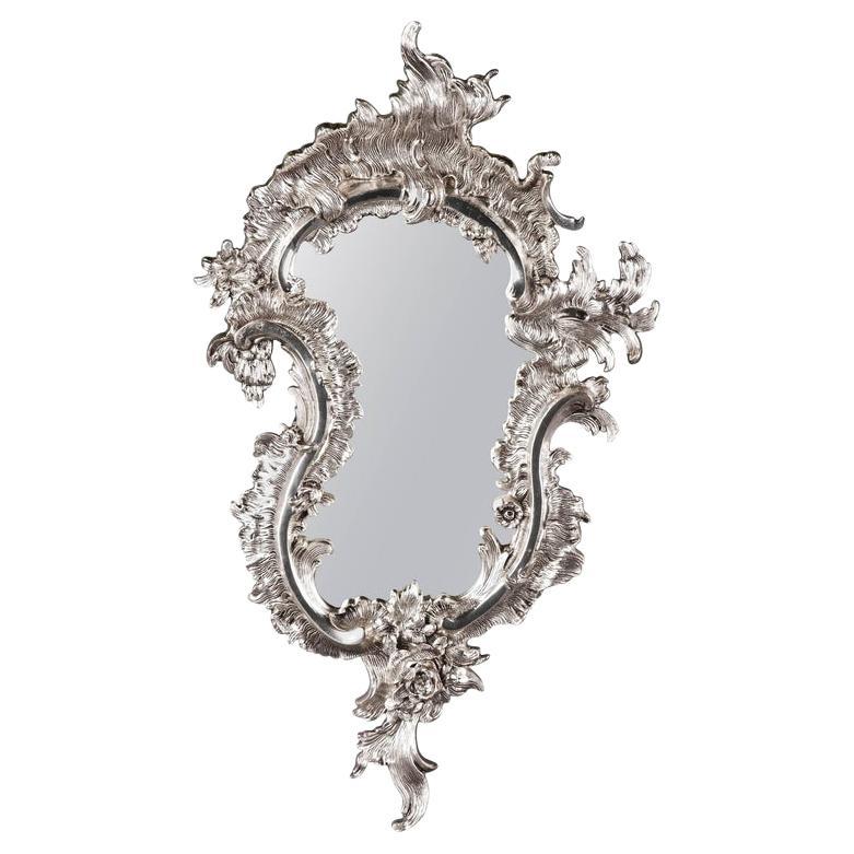 Silber-vergoldeter Wandspiegel im Rokoko-Stil des 20.