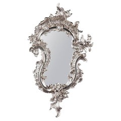 20th Century Rococo Style Silver-Gilded Wall Mirror