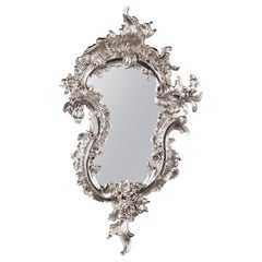Silber-vergoldeter Wandspiegel im Rokoko-Stil des 20.