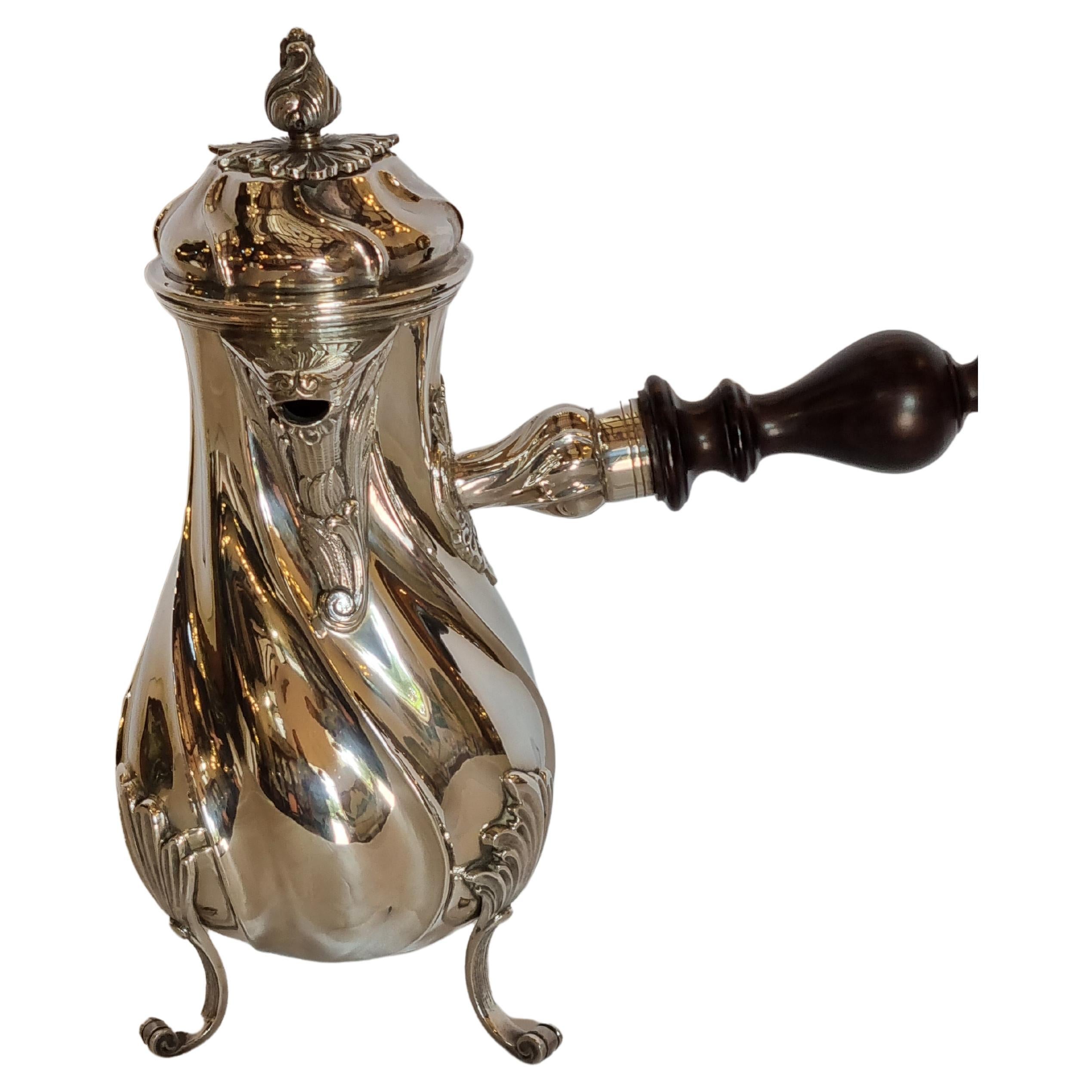 20th Century Rococo Style Sterling Silver Chocolate/Coffee Pot , Italy, 1989