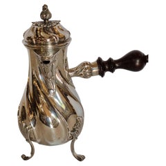 Retro 20th Century Rococo Style Sterling Silver Chocolate/Coffee Pot , Italy, 1989