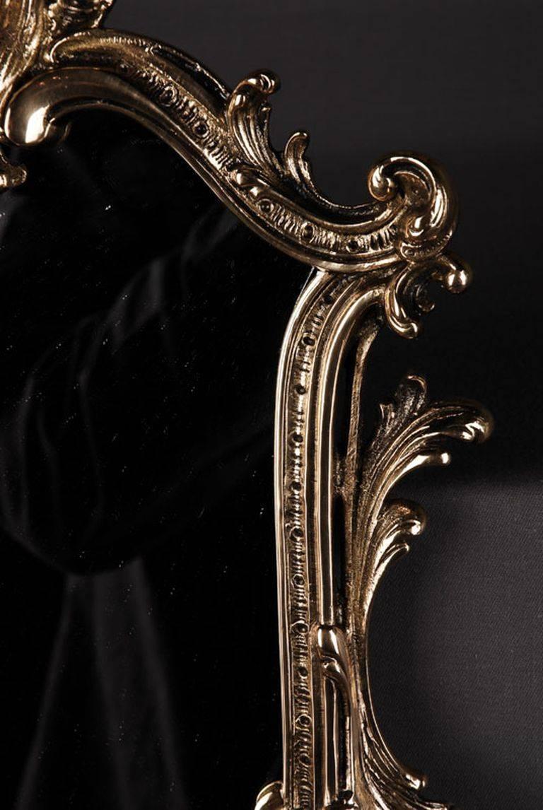 Gilt 20th Century Rococo Style Wall Mirror with Candleholders
