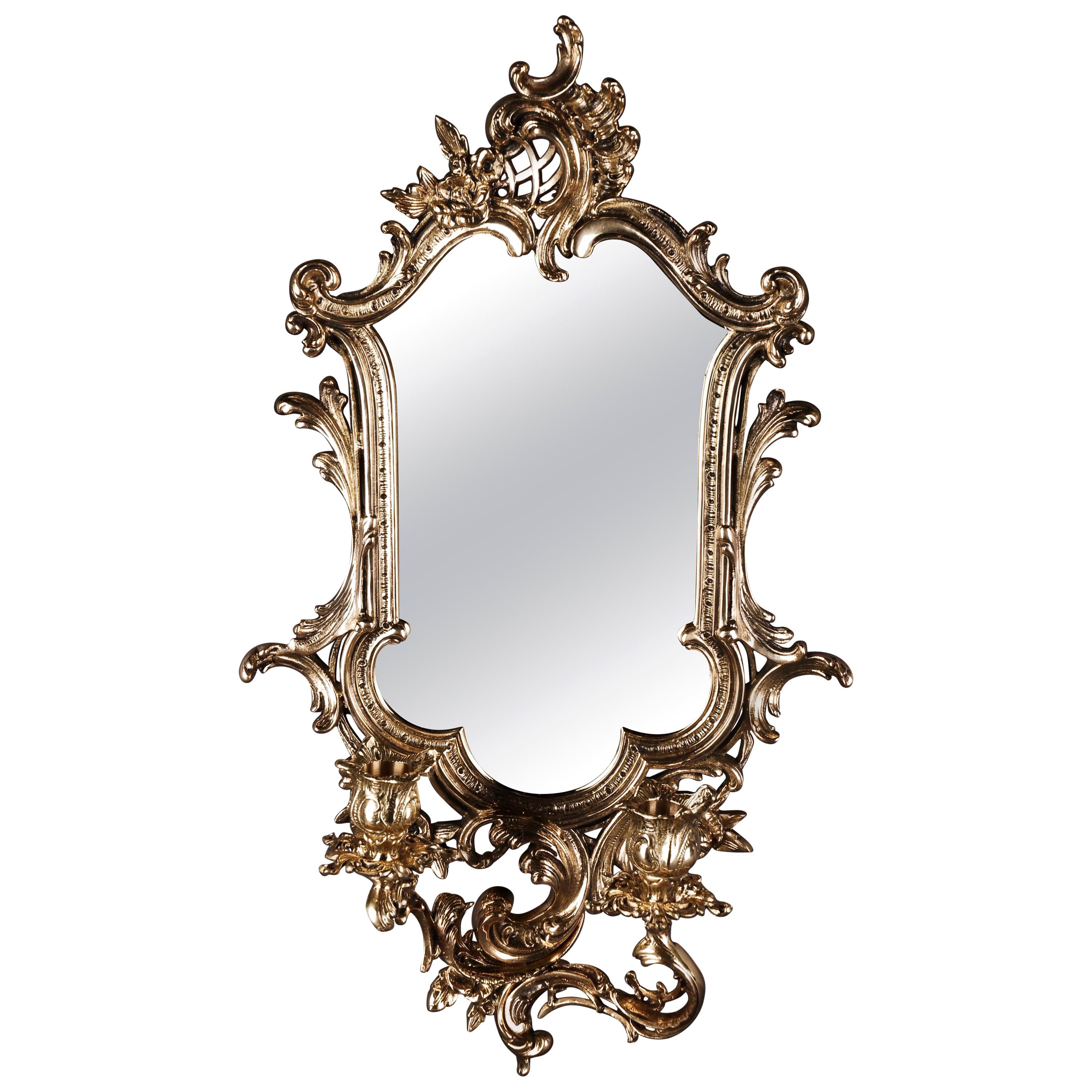 20th Century Rococo Style Wall Mirror with Candleholders