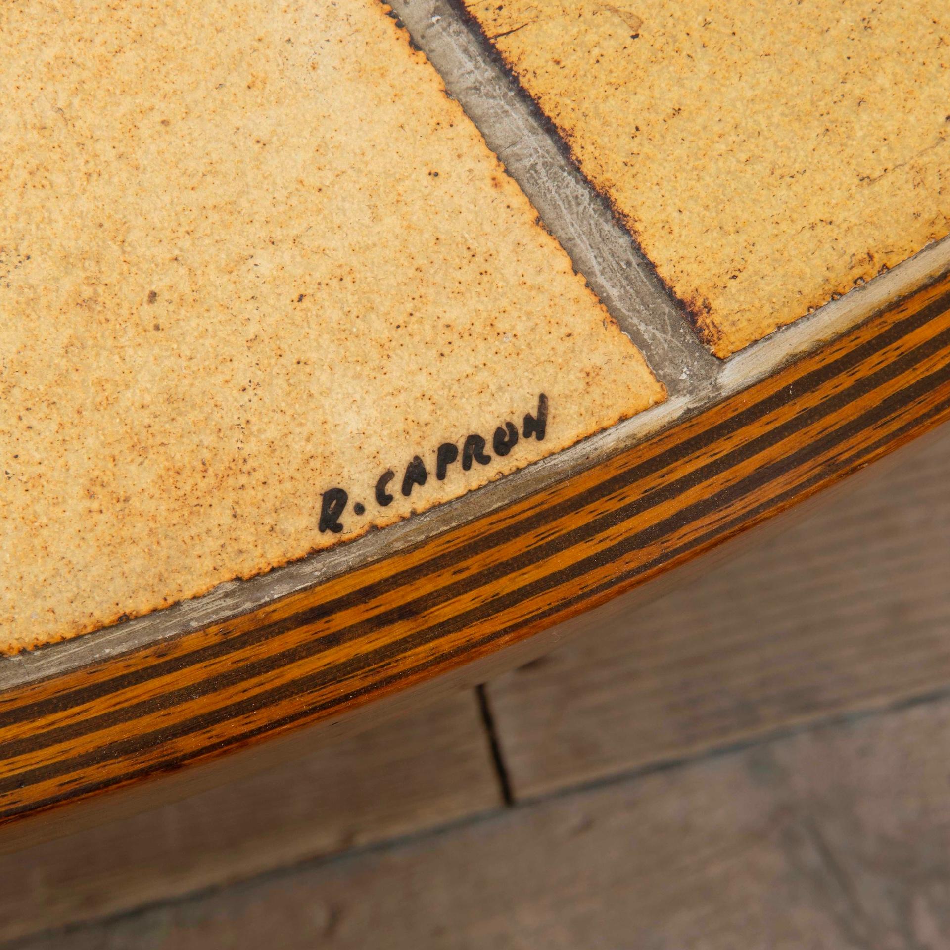 20. Jahrhundert Roger Capron niedriger Tisch mod. Pomone aus Holz und Keramik, 70er Jahre im Angebot 2