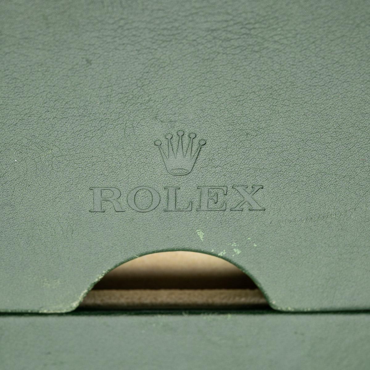 20th Century Rolex Green Leather Bound Display Mirror For Sale 4