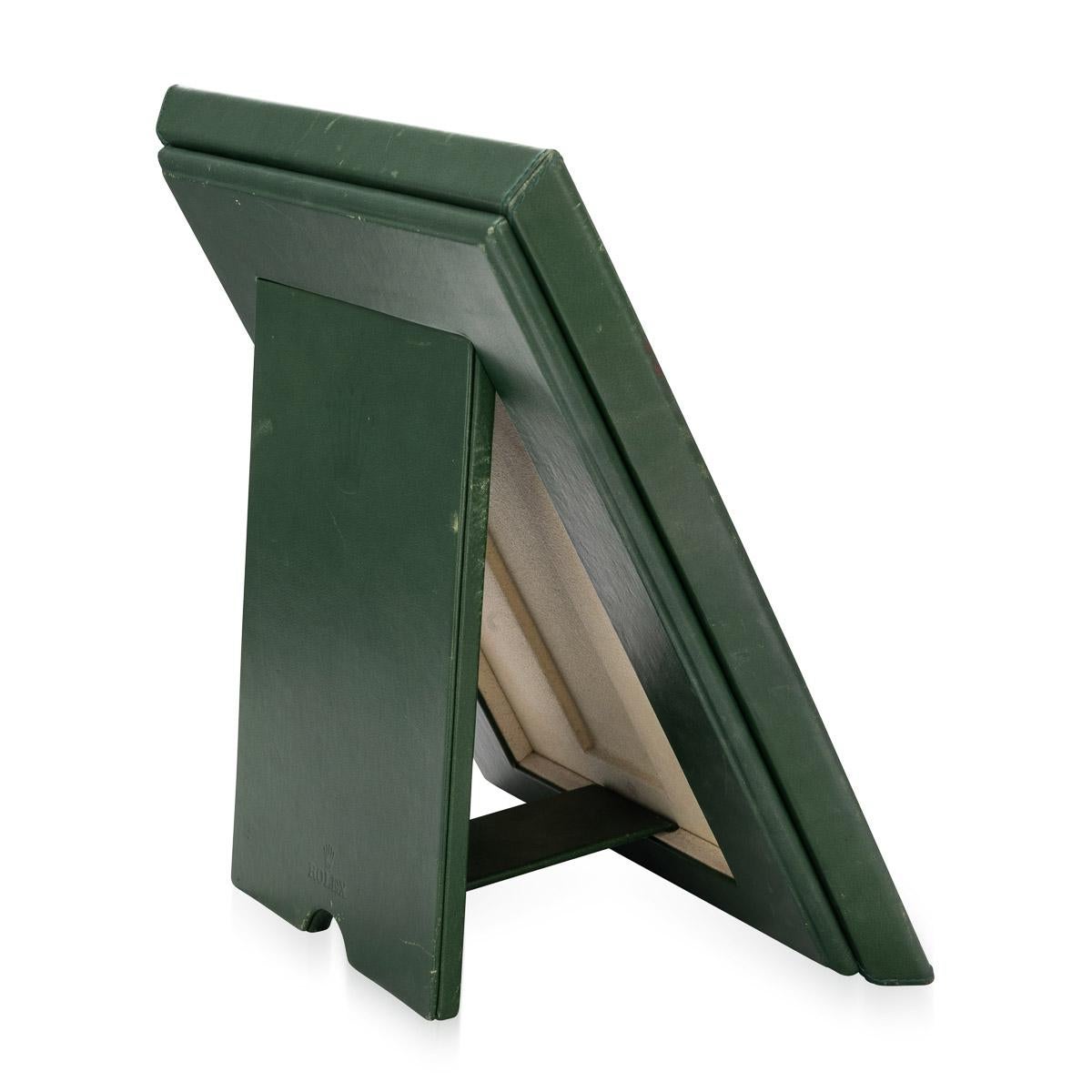 20th Century Rolex Green Leather Bound Display Mirror In Good Condition In Royal Tunbridge Wells, Kent