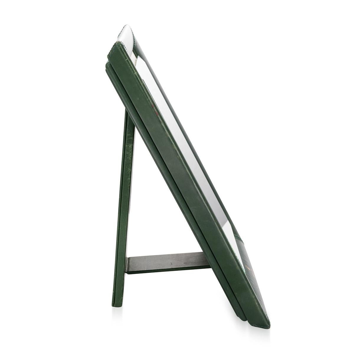 20th Century Rolex Green Leather Bound Display Mirror 1