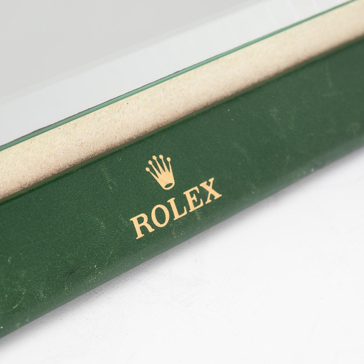 20th Century Rolex Green Leather Bound Display Mirror For Sale 2