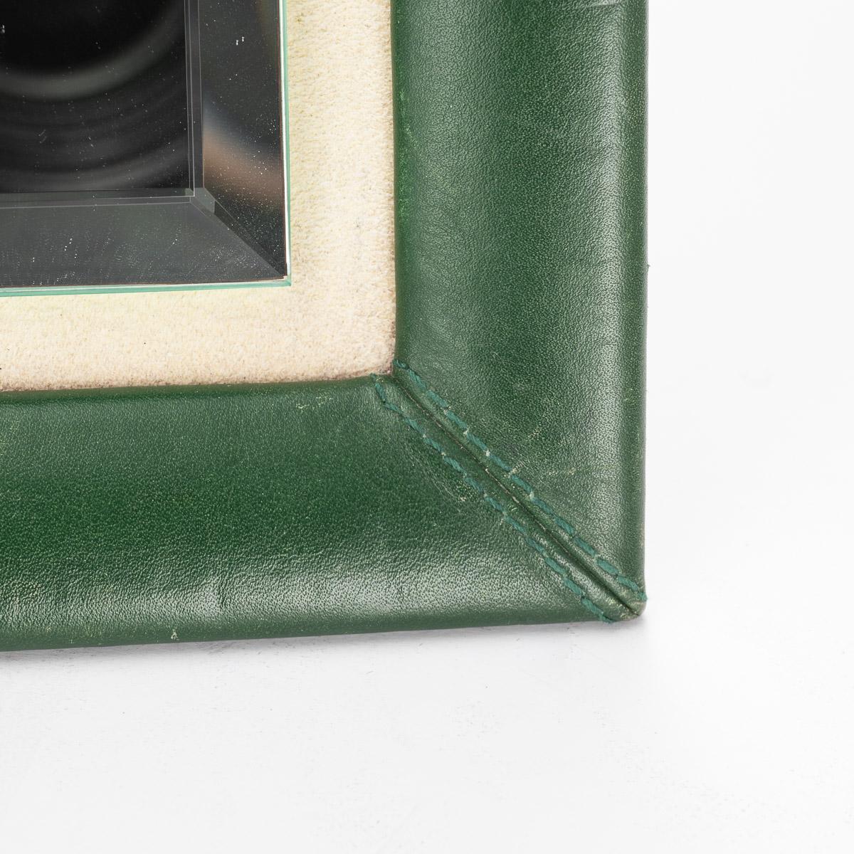 20th Century Rolex Green Leather Bound Display Mirror For Sale 3