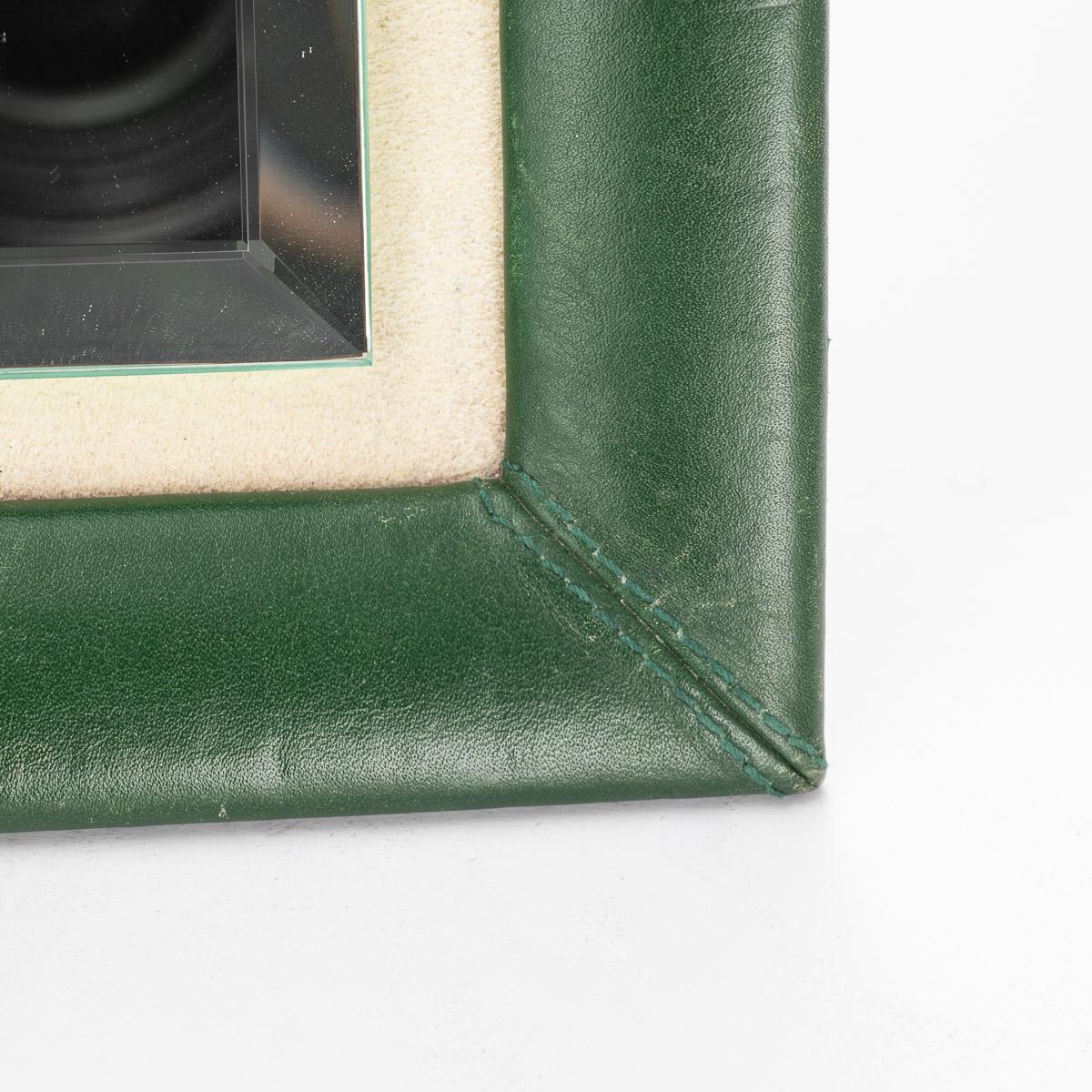 20th Century Rolex Green Leather Bound Display Mirror 3