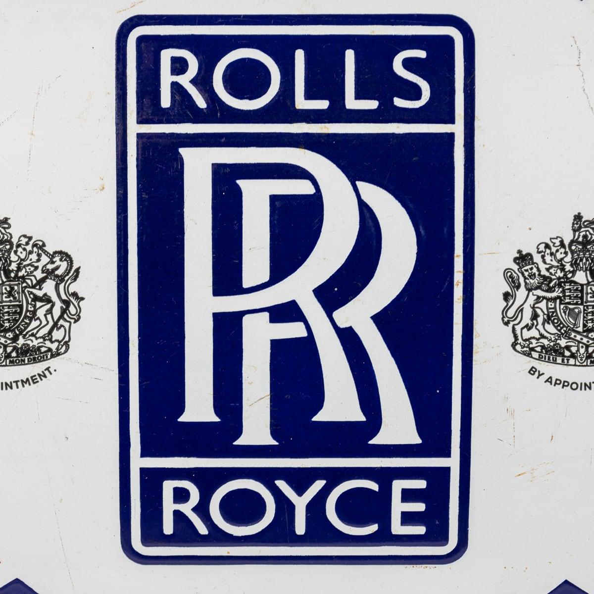 British 20th Century Rolls Royce Union Jack Enamel Sign For Sale