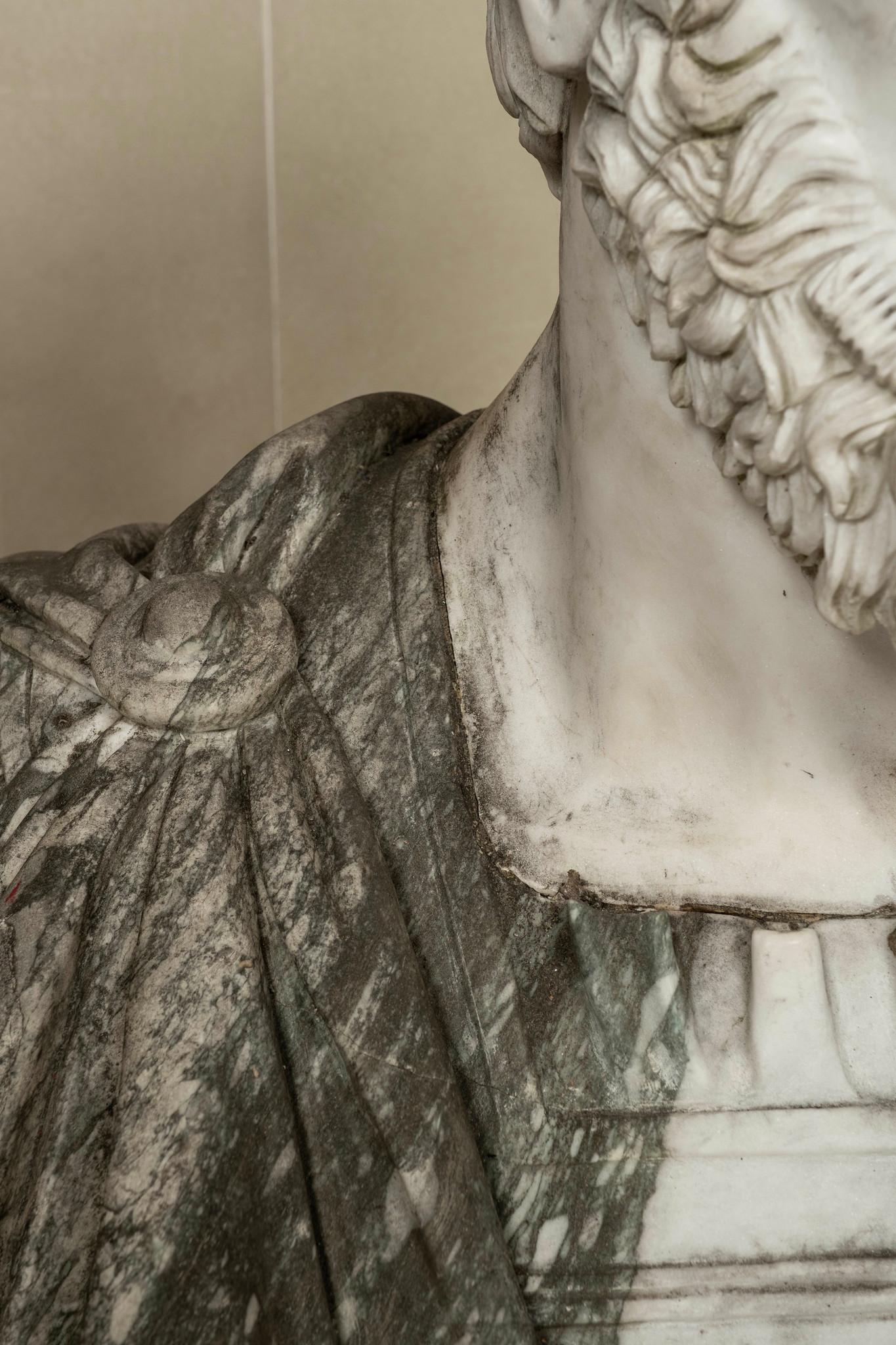 20th Century Roman Marble Bust~ Lucius Verus In Good Condition In Houston, TX