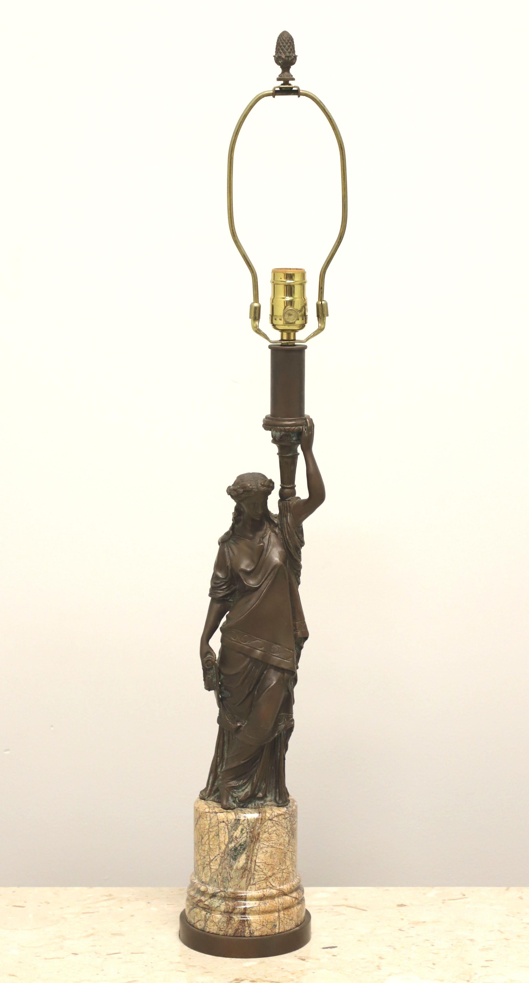 20th Century Romanesque Bronze & Marble Statue Table Lamp 6