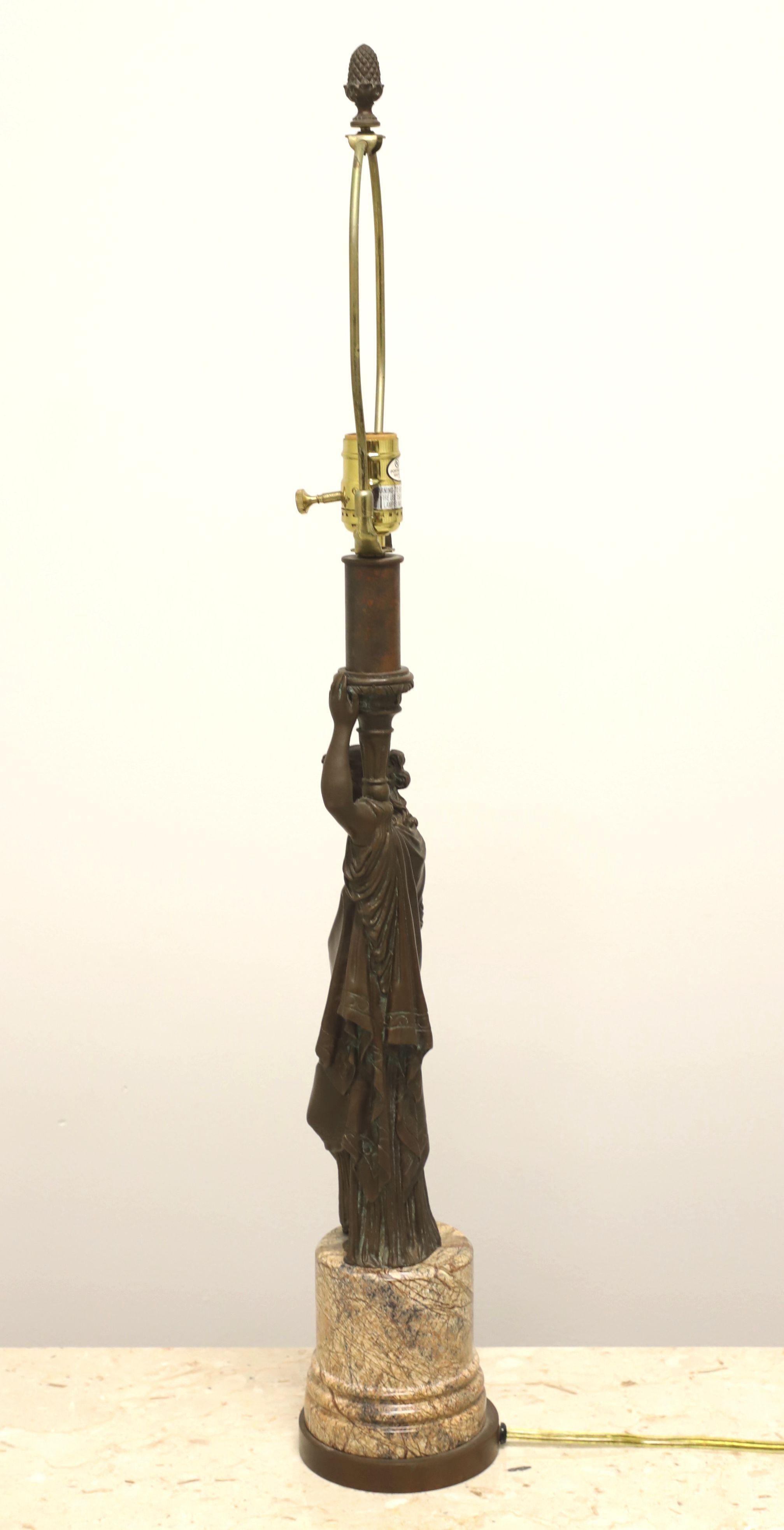 20th Century Romanesque Bronze & Marble Statue Table Lamp In Good Condition In Charlotte, NC