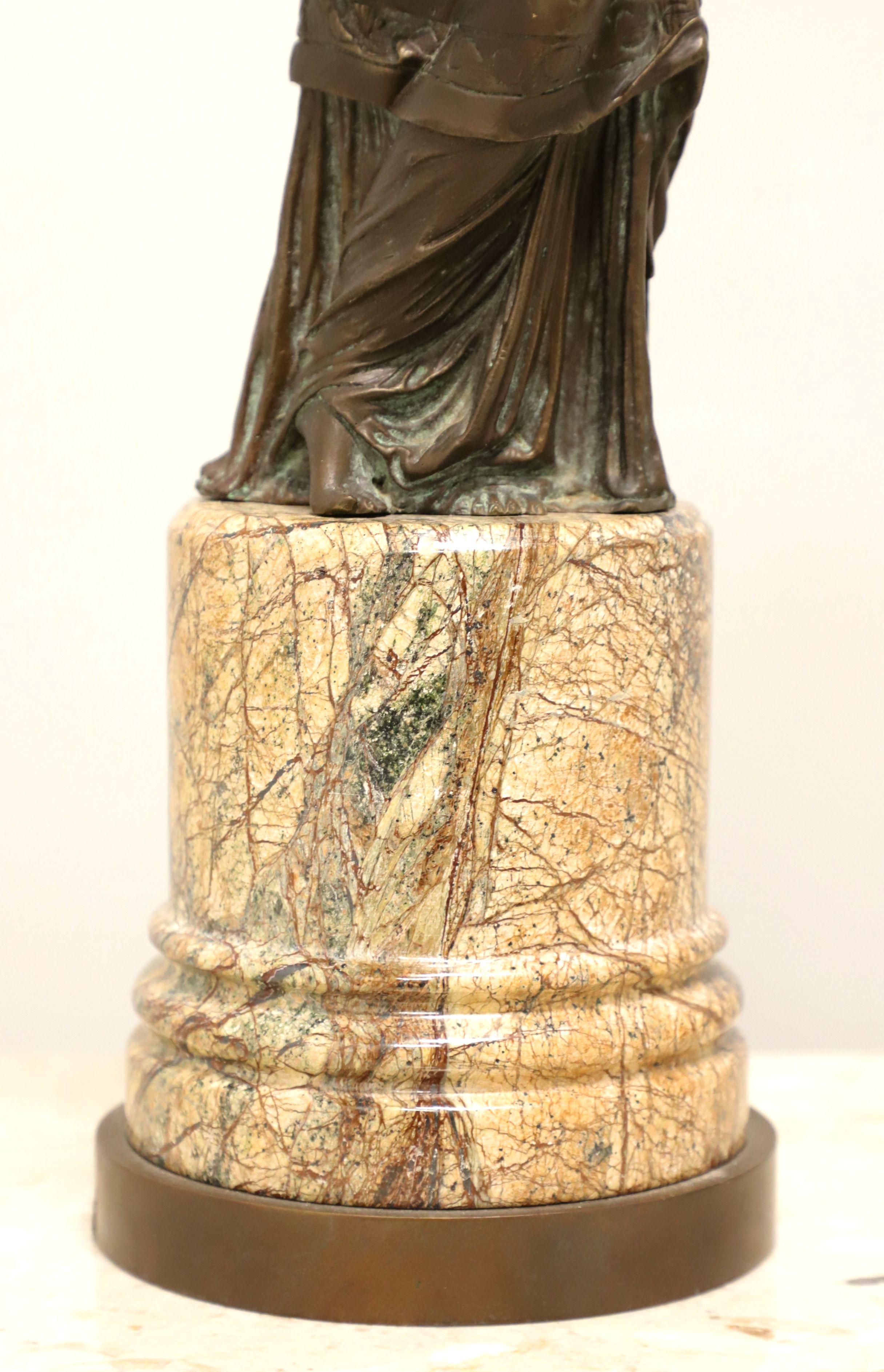 20th Century Romanesque Bronze & Marble Statue Table Lamp 3