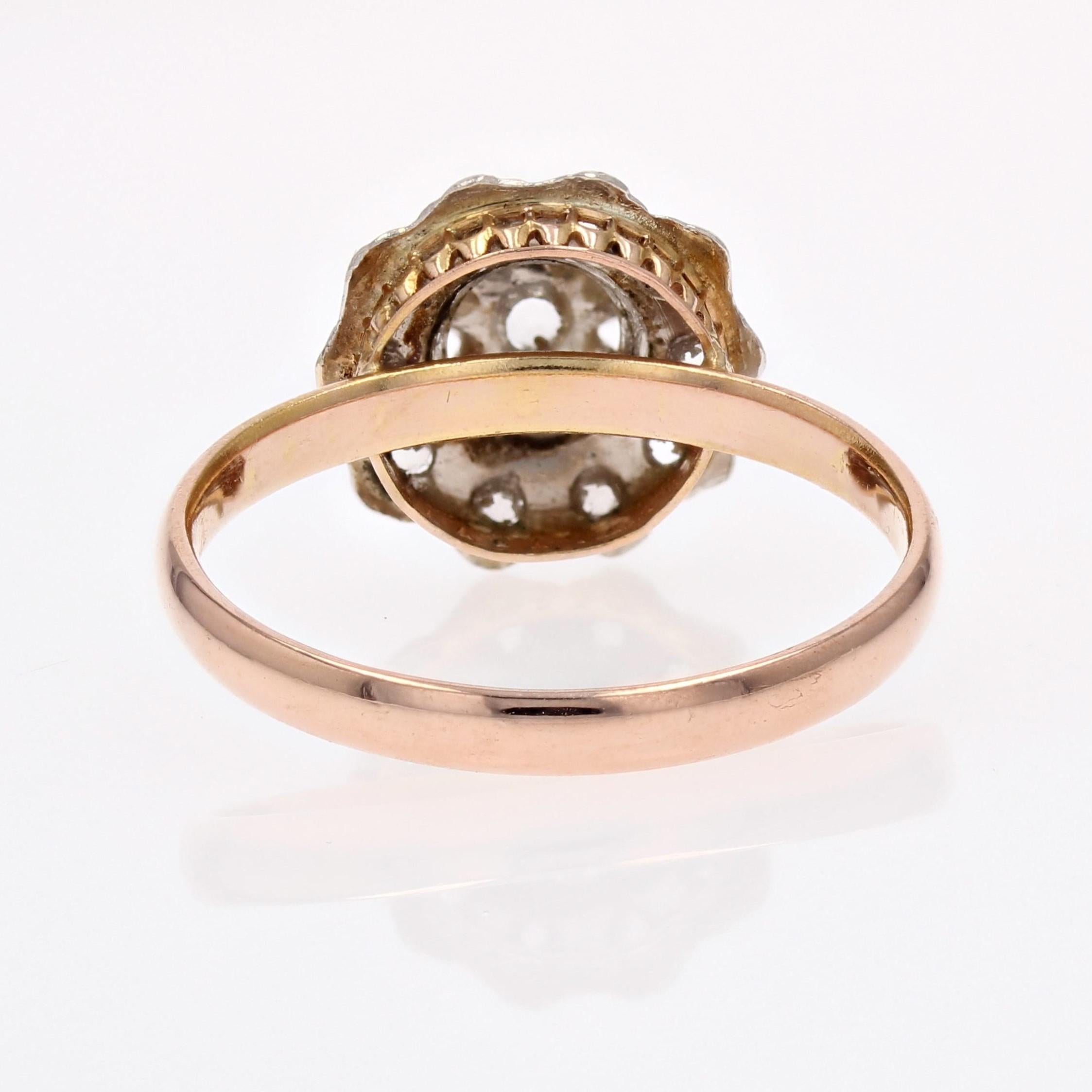 20th Century Rose- Cut Diamonds 18 Karat Rose White Gold Flower Ring For Sale 6