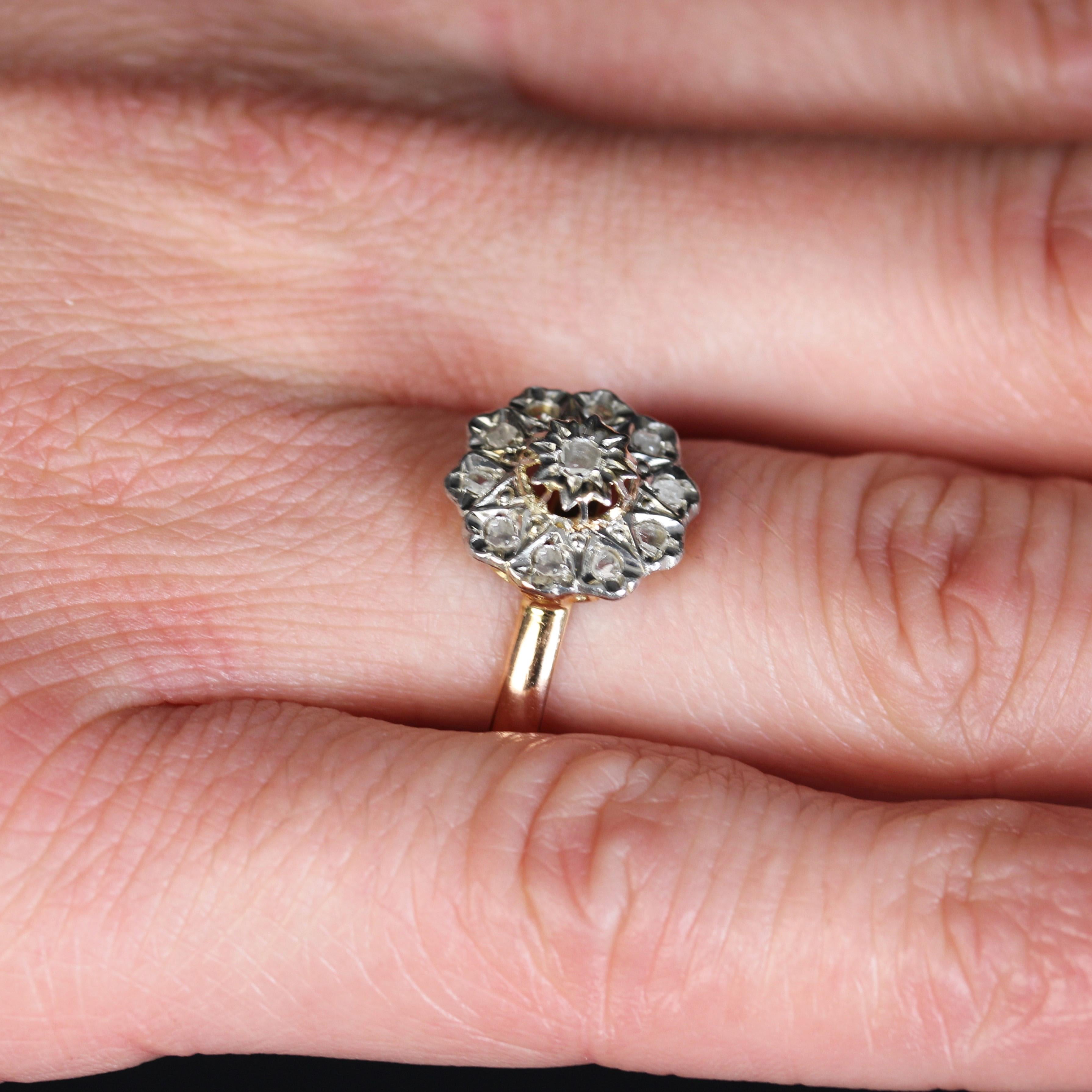 20th Century Rose- Cut Diamonds 18 Karat Rose White Gold Flower Ring For Sale 3