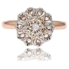 20th Century Rose- Cut Diamonds 18 Karat Rose White Gold Flower Ring