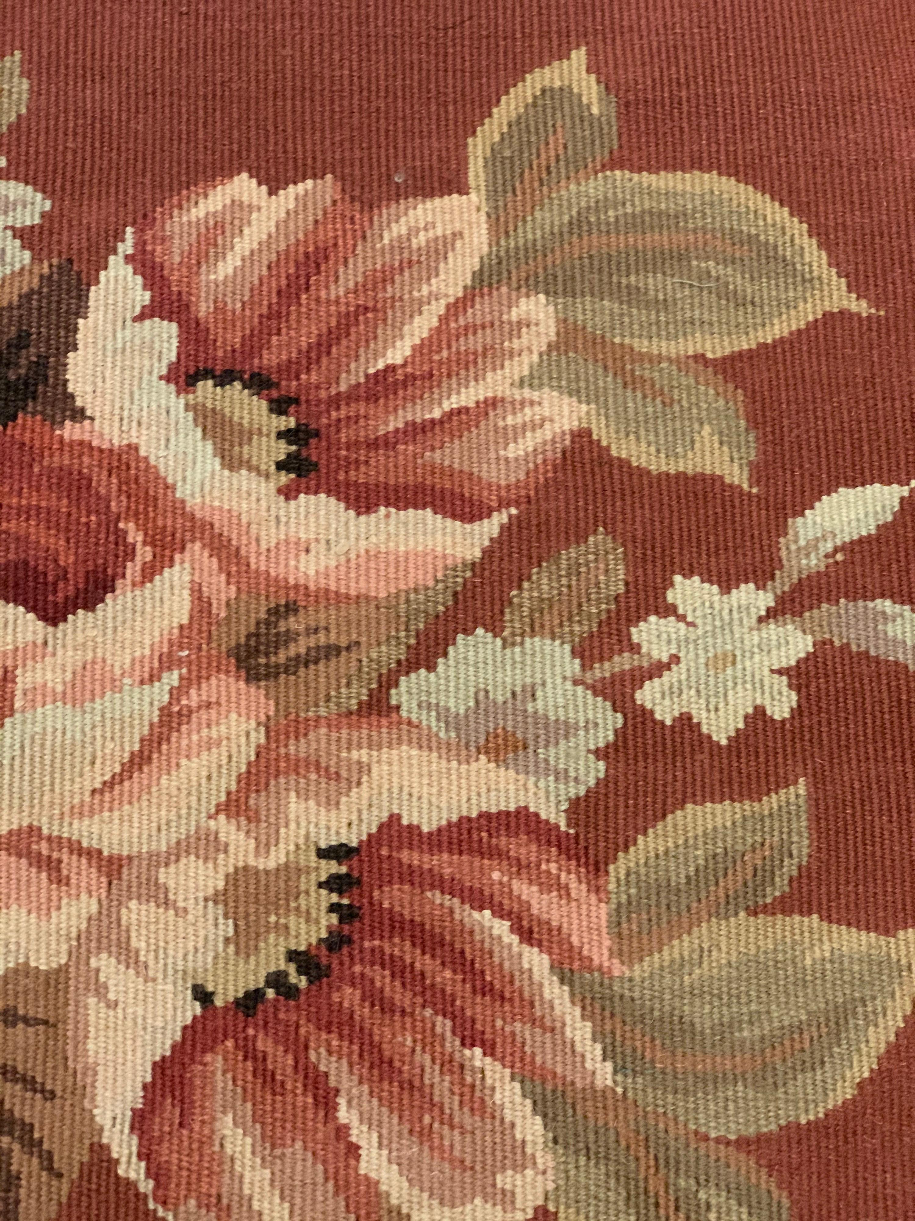 Floral French Provincial Needlepoint Lumbar Pillow In Excellent Condition For Sale In New York, NY