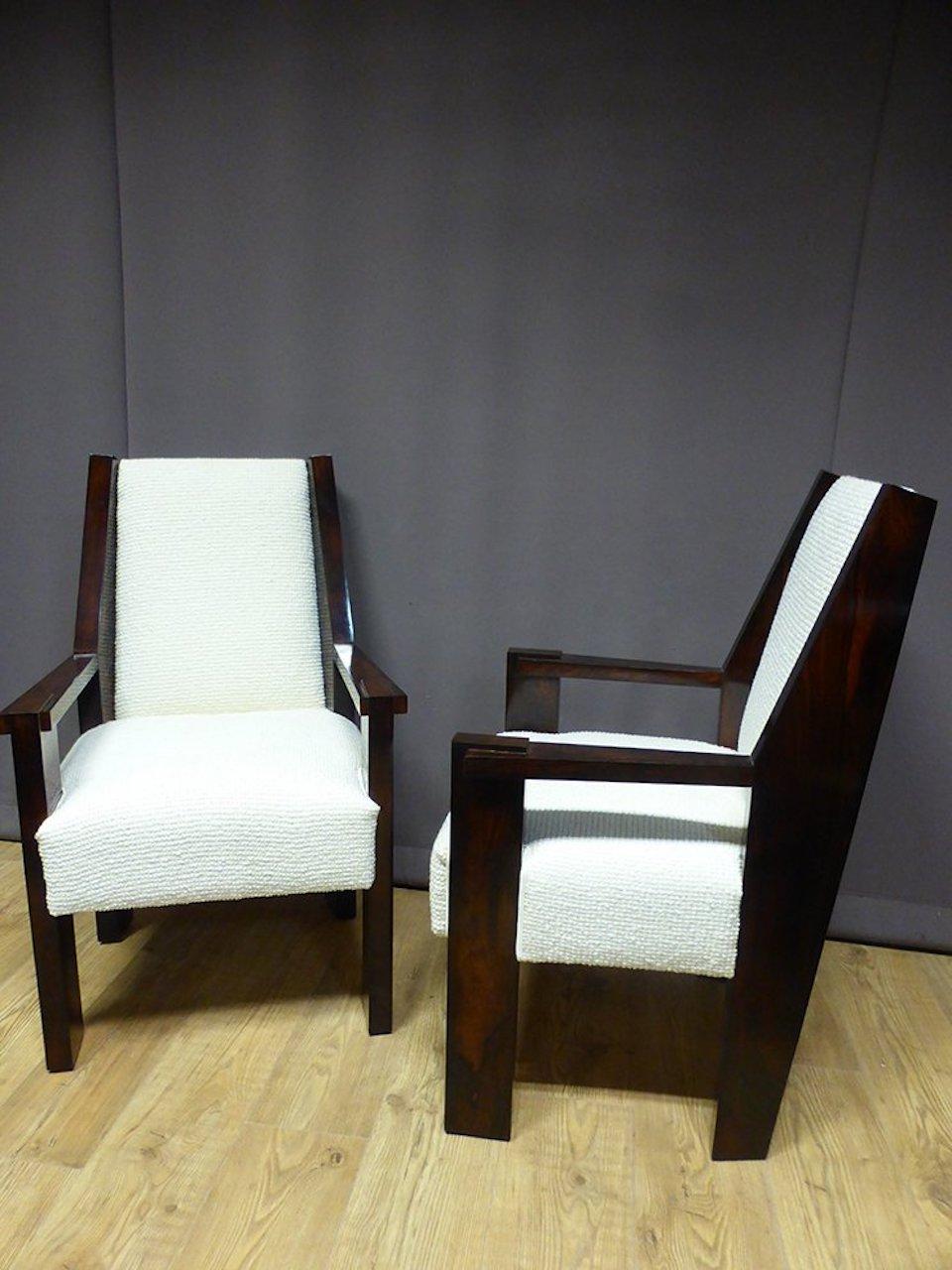 20th Century Rosewood Art Deco Pair of André Sornay Armchair, 1930s 3