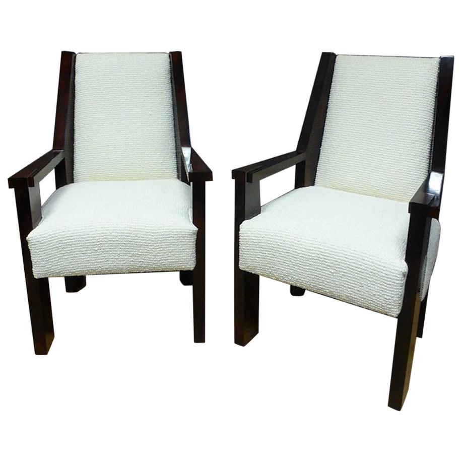 20th Century Rosewood Art Deco Pair of André Sornay Armchair, 1930s