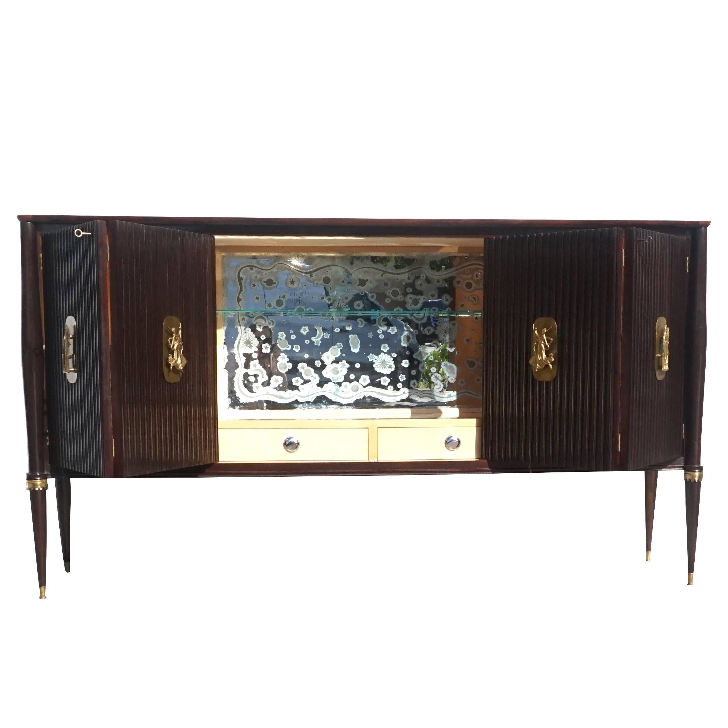 Mid-Century Modern 20th Century Rosewood Bar Cabinet, Italian Credenza by Osvaldo Borsani