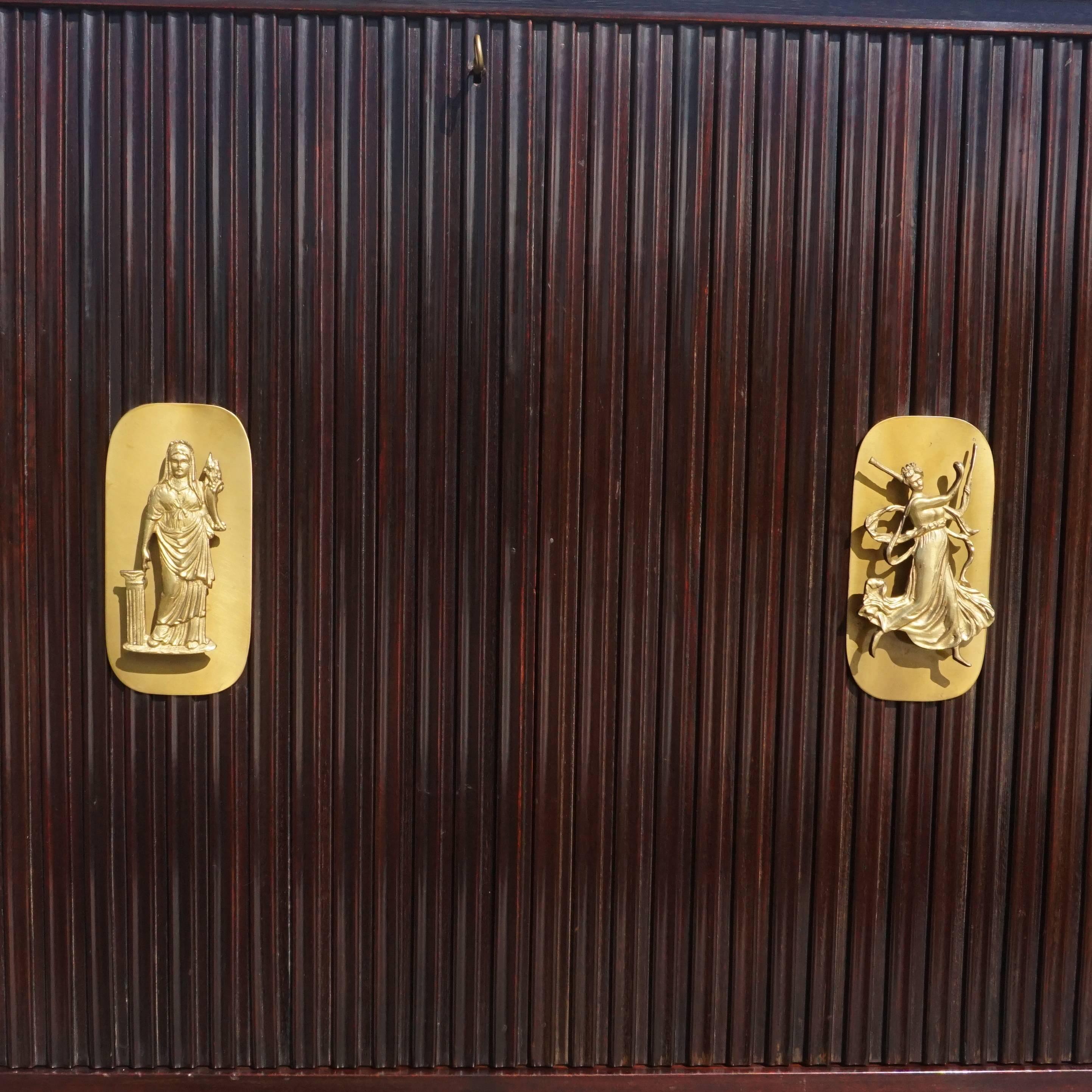 Metal 20th Century Rosewood Bar Cabinet, Italian Credenza by Osvaldo Borsani