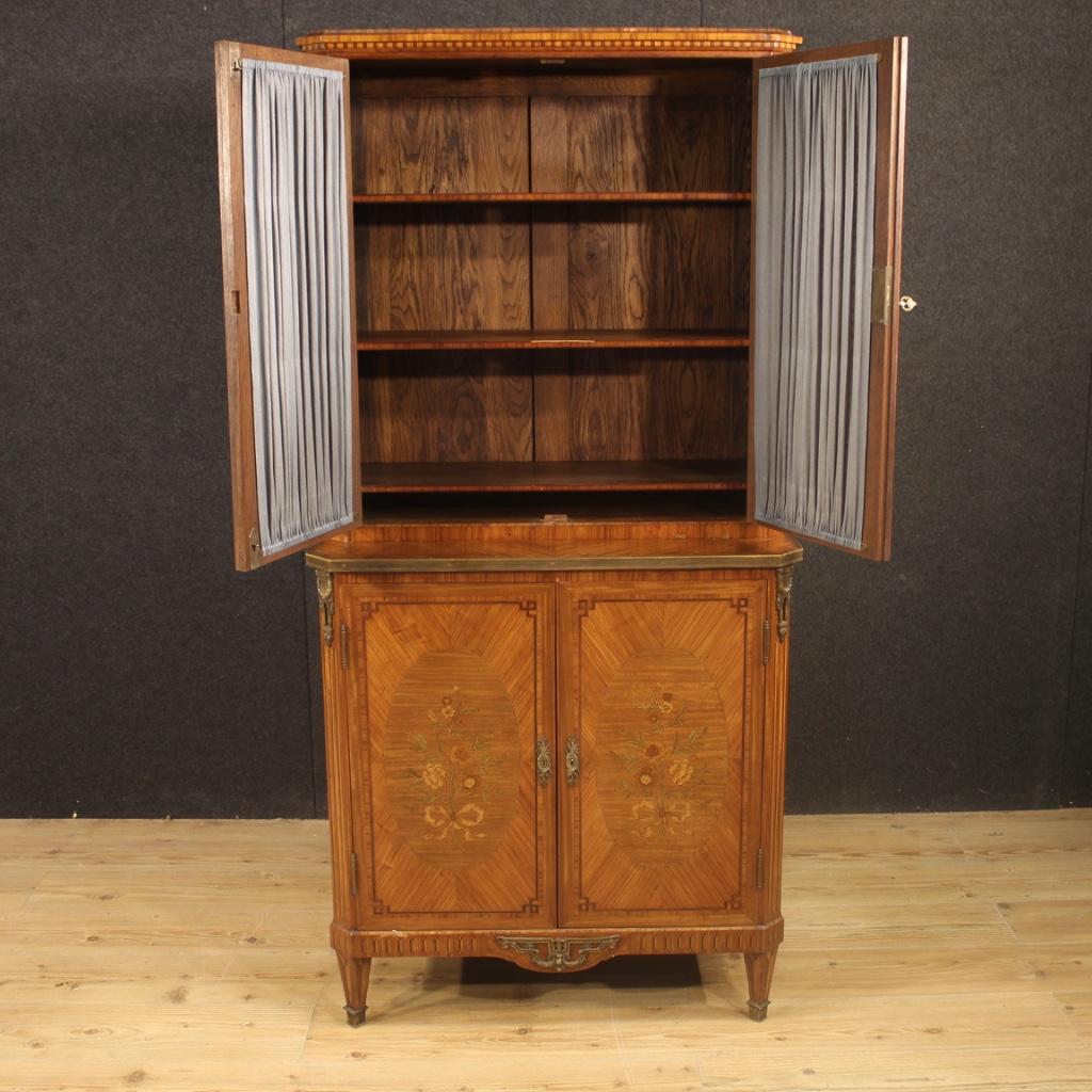 20th Century Inlaid Wood French Bookcase Cabinet, 1920 For Sale 2