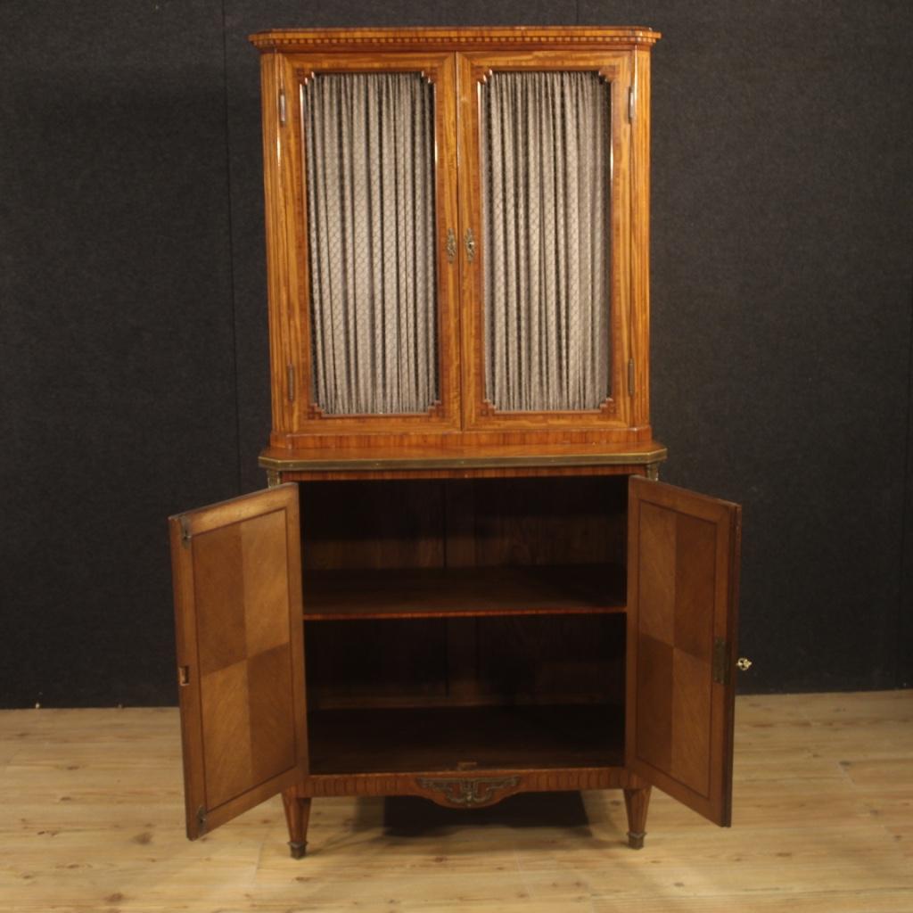 20th Century Inlaid Wood French Bookcase Cabinet, 1920 For Sale 3